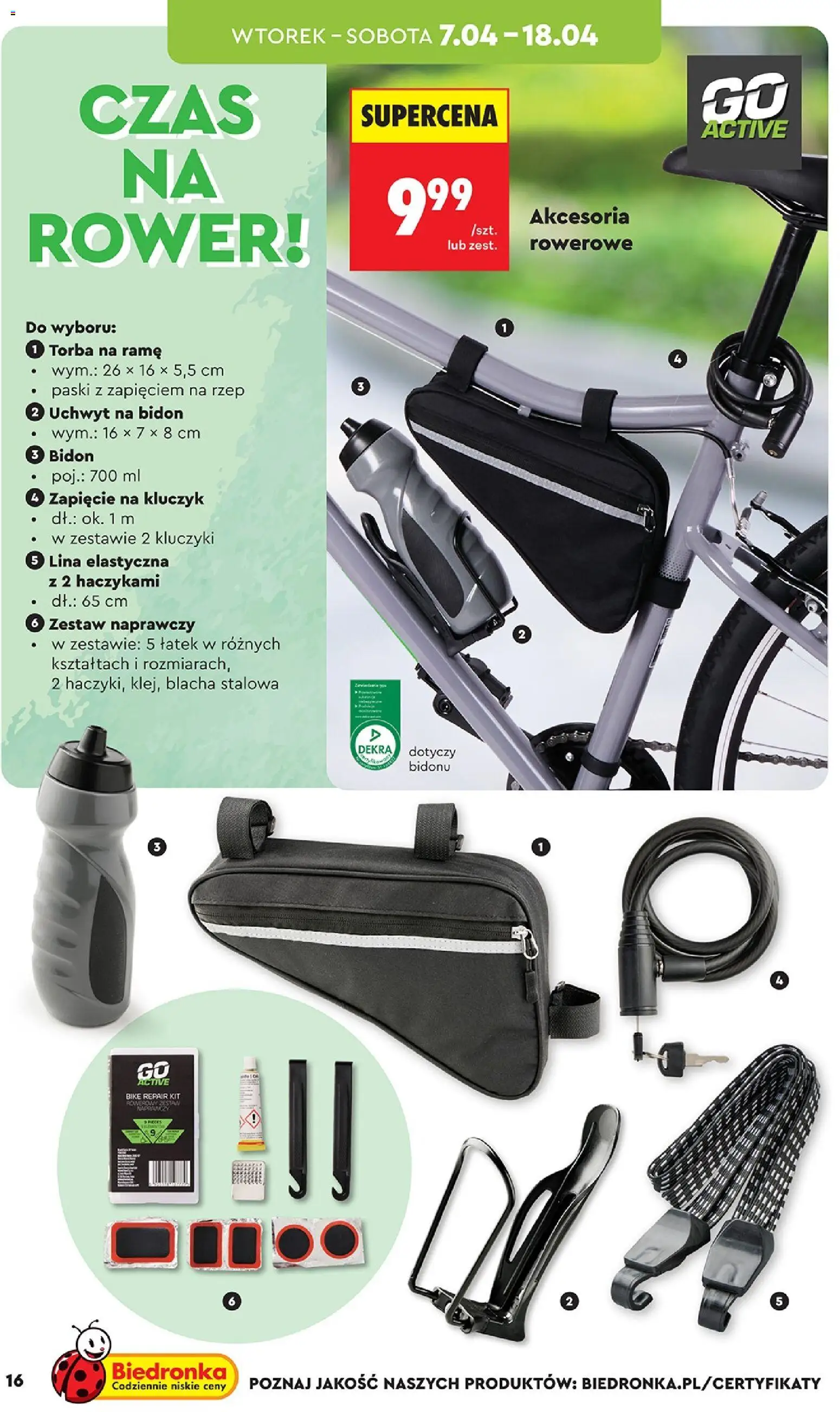Biedronka gazetka - Hity i inspiracje od 07.04.2026 | Strona: 16 | Produkty: Torba, Rower