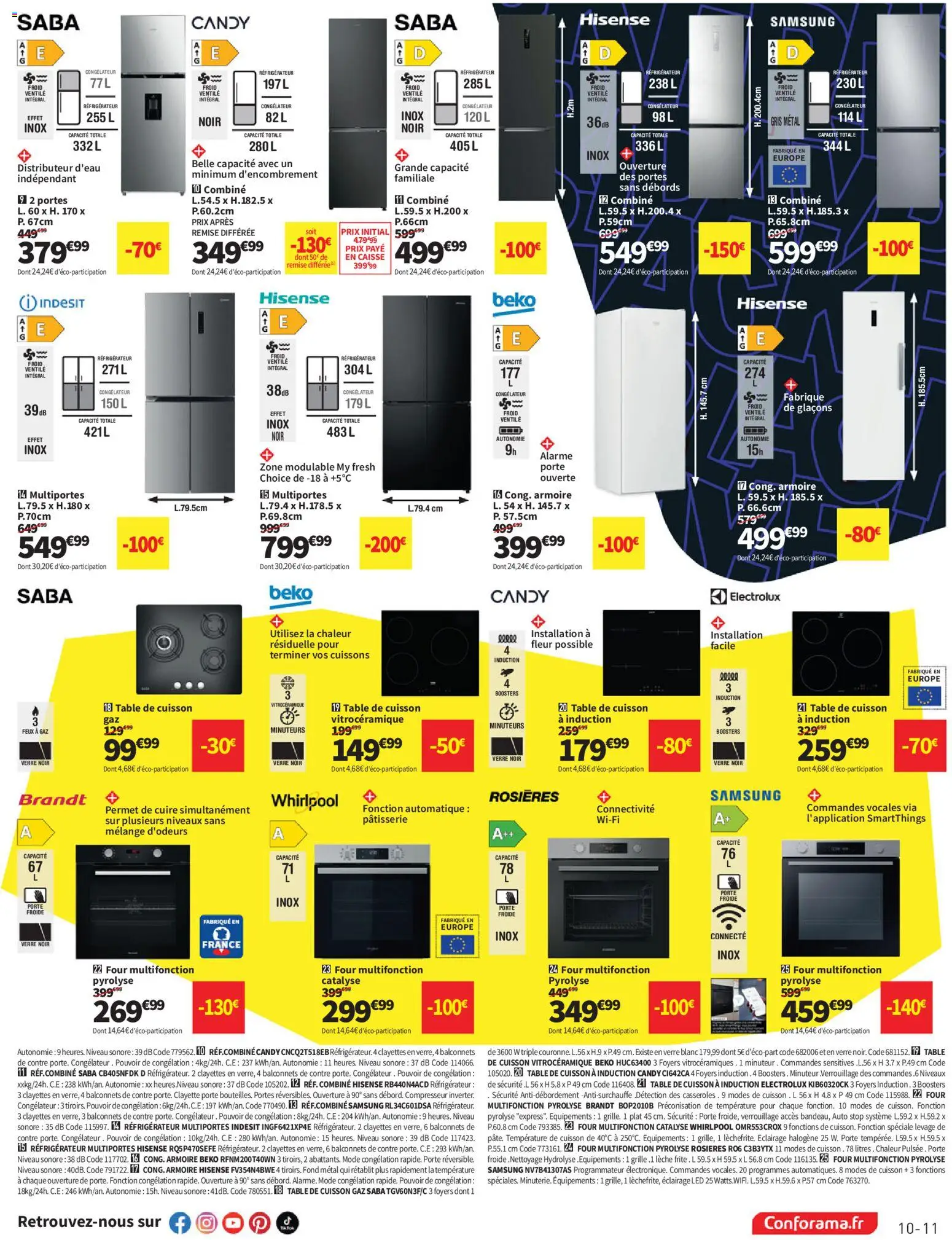 {H1} | Page: 11 | Produits: Réfrigérateur, Four, Compresseur, Table