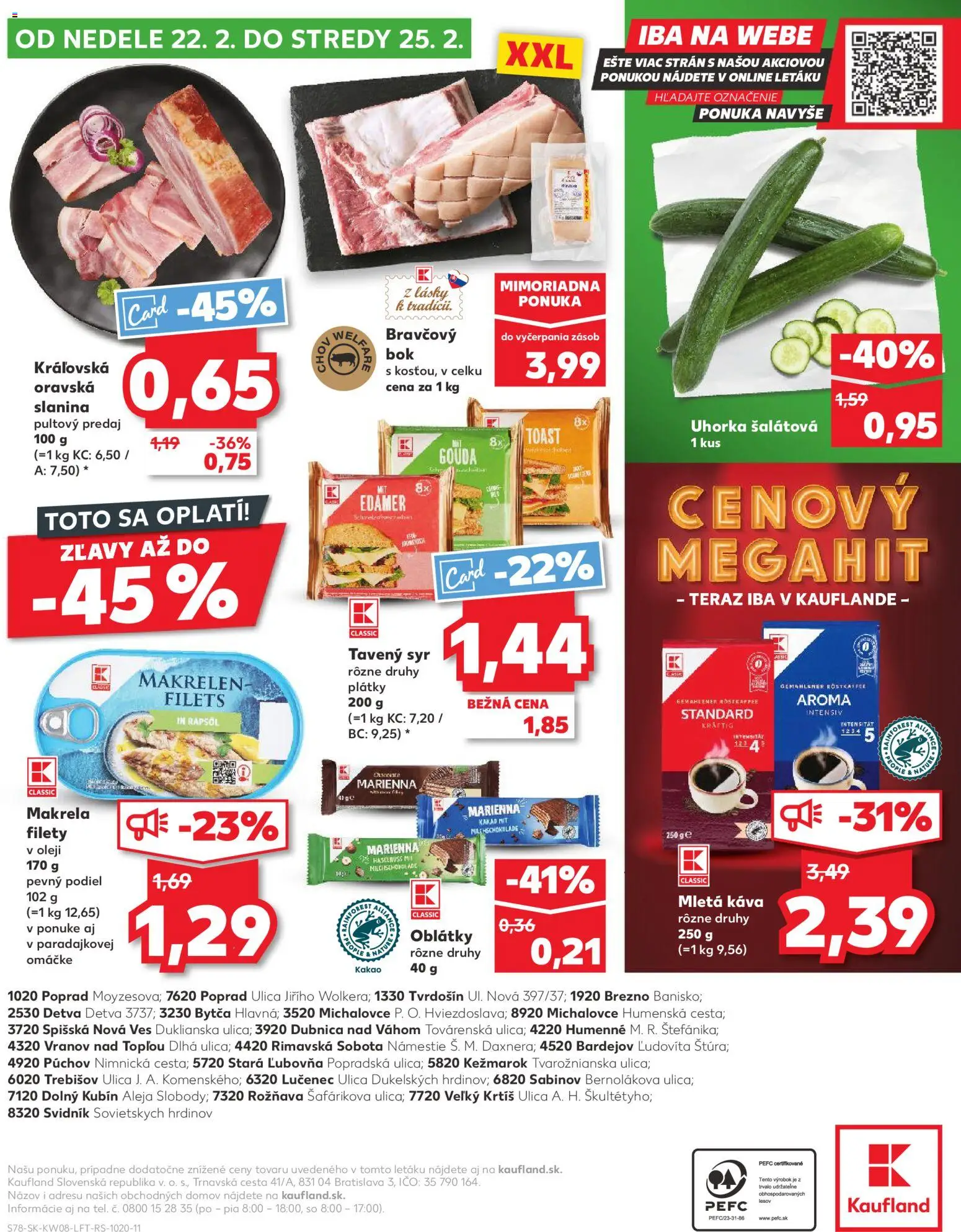 Nové Kaufland akcie – leták je platný od 19.02.2026 | Strana: 78 | Produkty: Syr, Káva, Slanina, Kakao