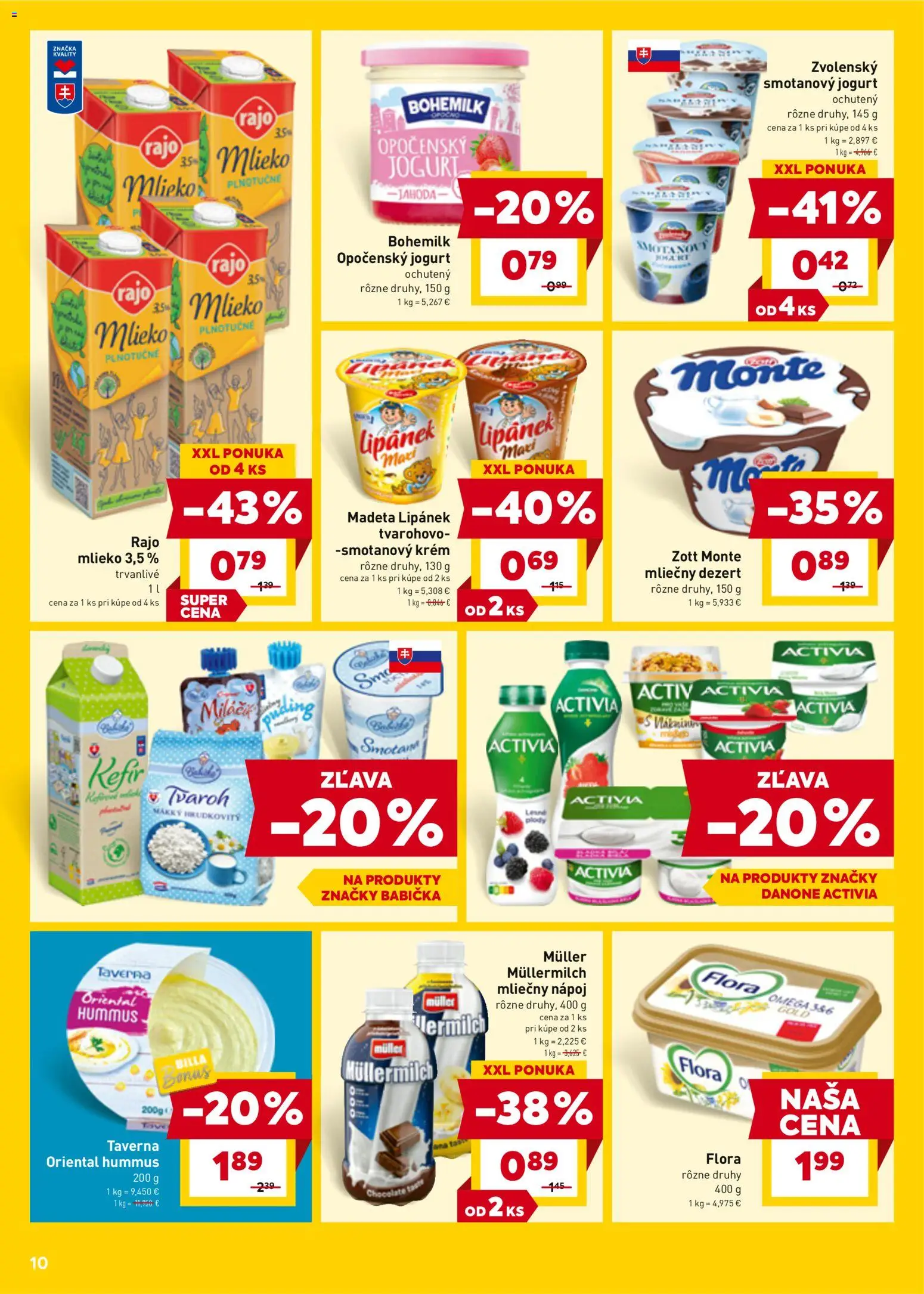 Nové Billa akcie – leták je platný od 30.03.2026 | Strana: 14 | Produkty: Jogurt, Krém, Tvaroh, Flora