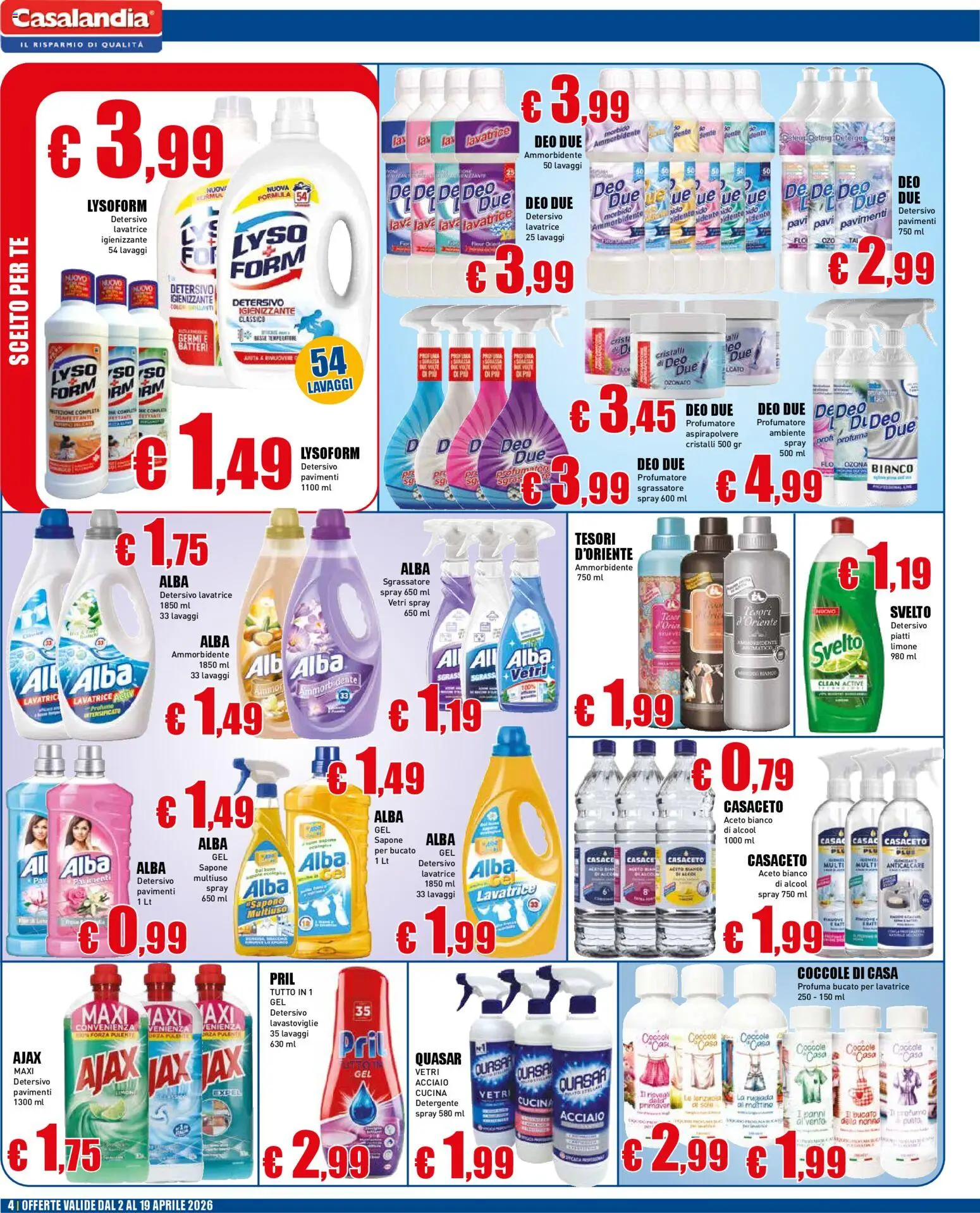 Volantino Casalandia del 02.04.2026 | Pagina: 4 | Prodotti: Anticalcare, Limone, Lavastoviglie, Profumo