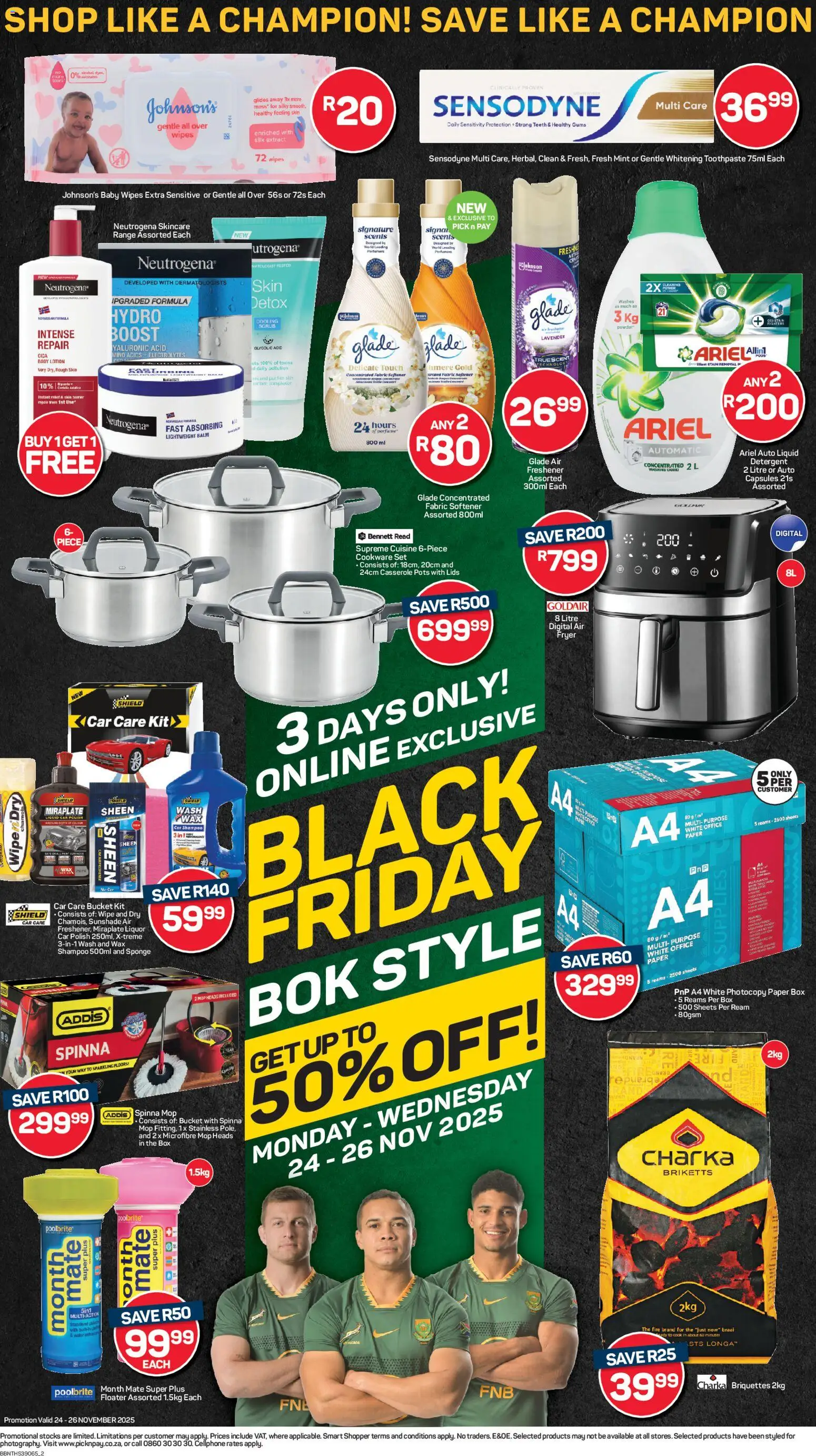 New Pick n Pay catalogue – valid from 24.11.2025 | Page: 2 | Products: Wax, Mop, Cookware, Fabric softener