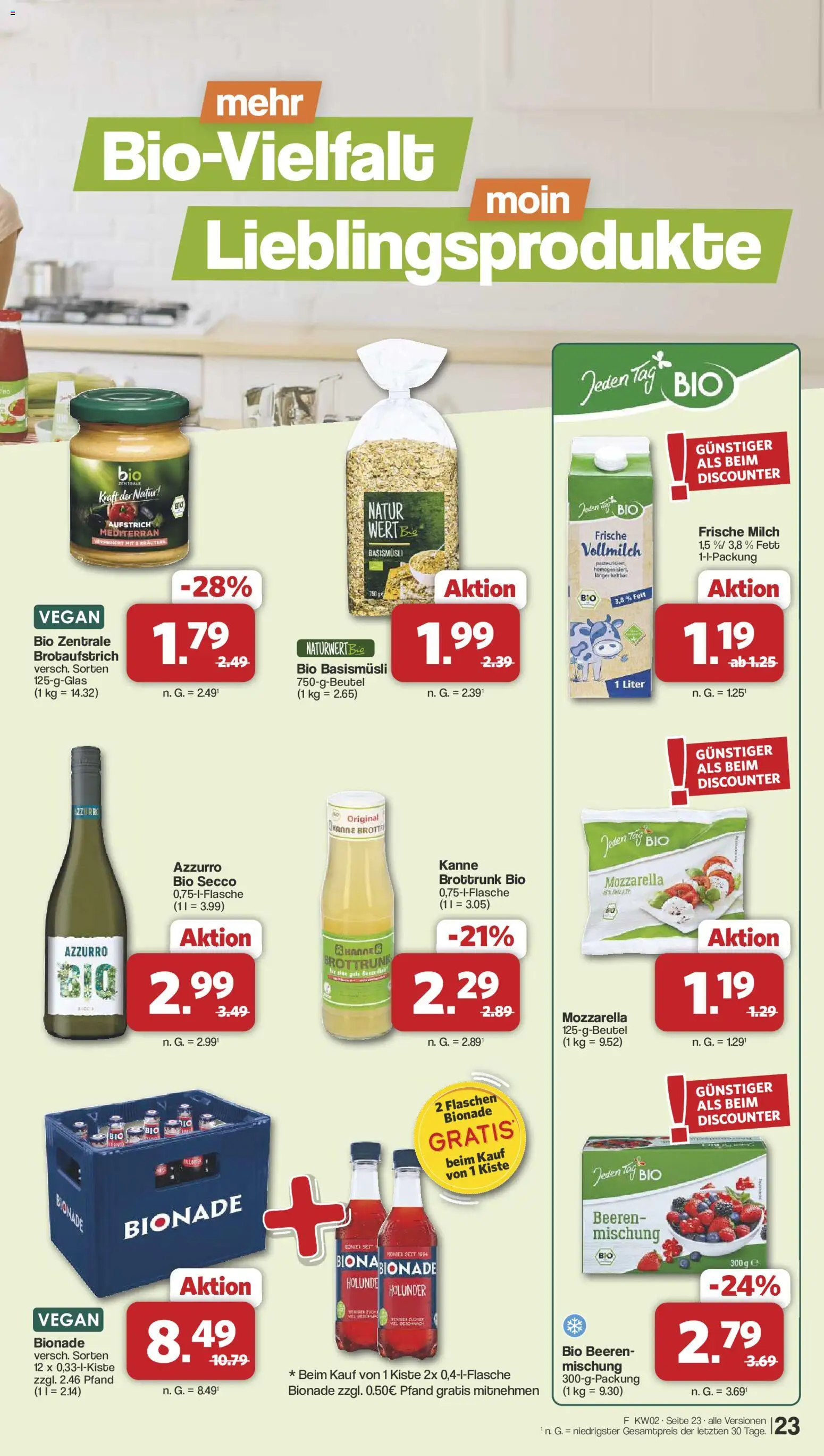 Famila Nordwest Prospekt 	 – gültig ab 05.01.2026 | Seite: 23 | Produkte: Milch, Mozzarella, Bionade