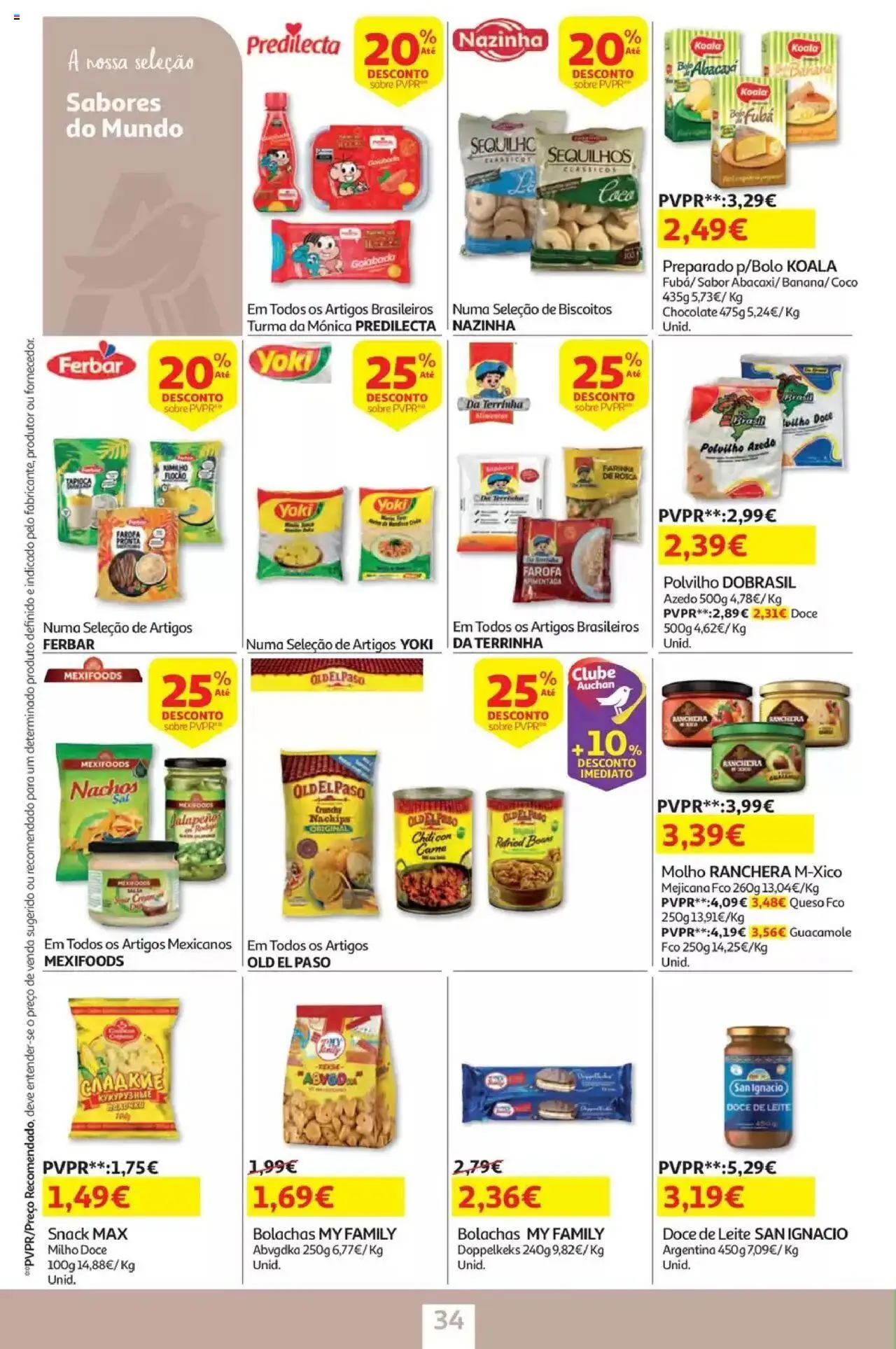 Auchan - Folheto Viagem e Praia │ válido de 02.06.2025 | Página: 34 | Produtos: Doce de leite, Bolachas, Chocolate, Milho