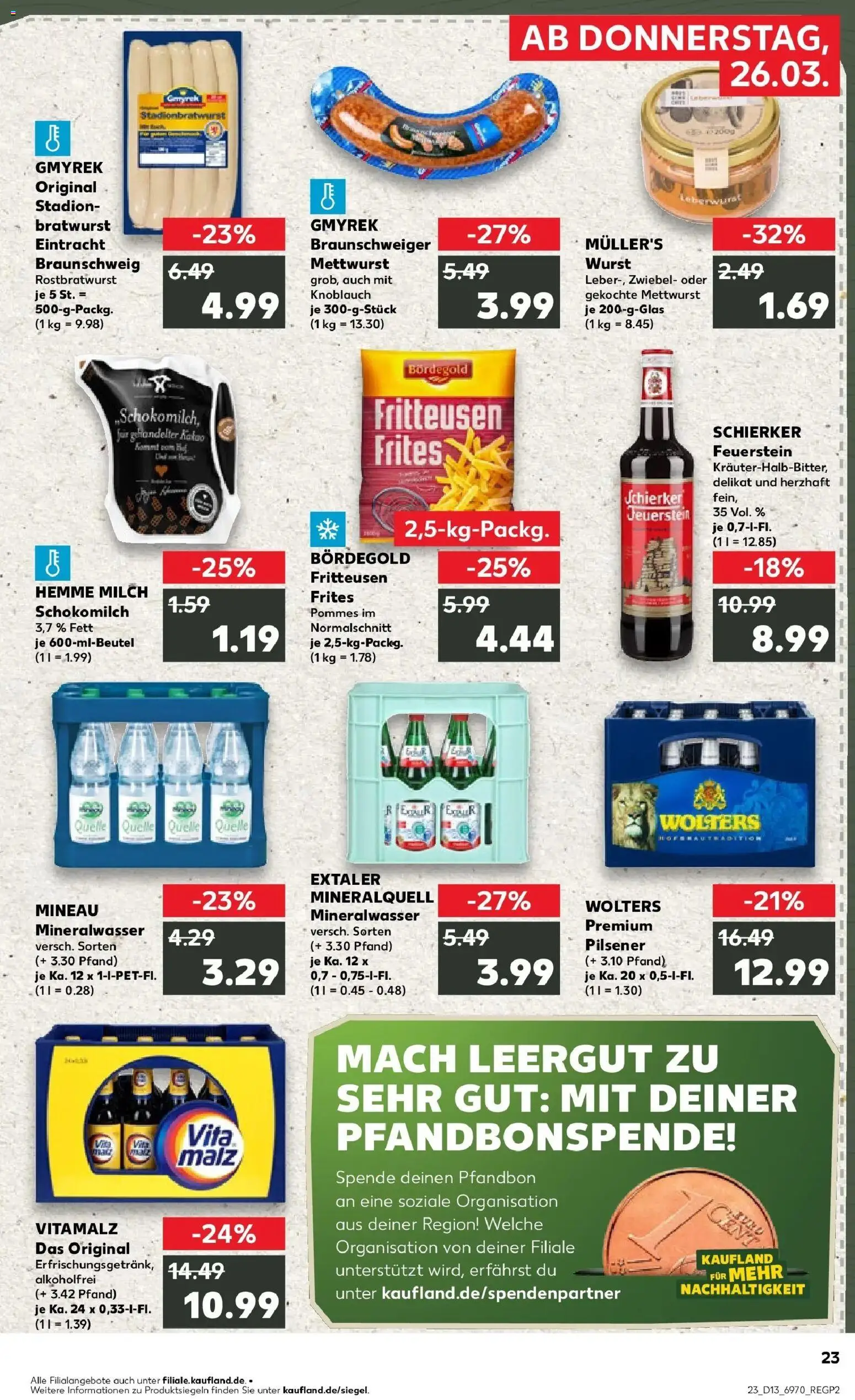 Kaufland Prospekt Salzgitter	 – gültig ab 26.03.2026 | Seite: 23 | Produkte: Pommes, Bratwurst, Wurst, Knoblauch