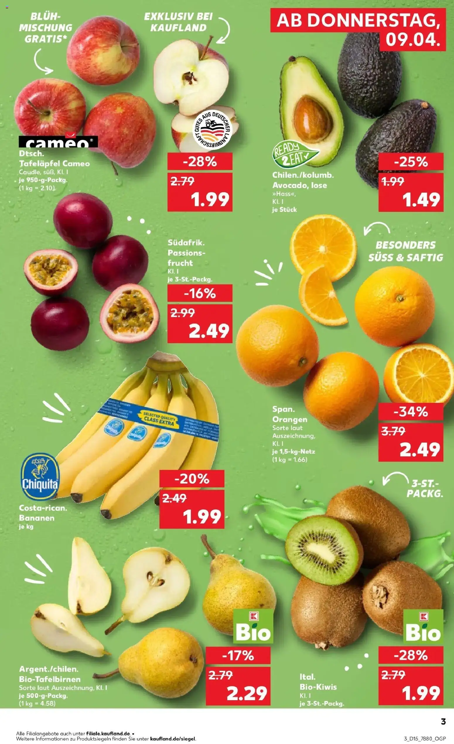 Kaufland Prospekt Kassel	 – gültig ab 07.04.2026 | Seite: 15 | Produkte: Bananen, Orangen, Avocado