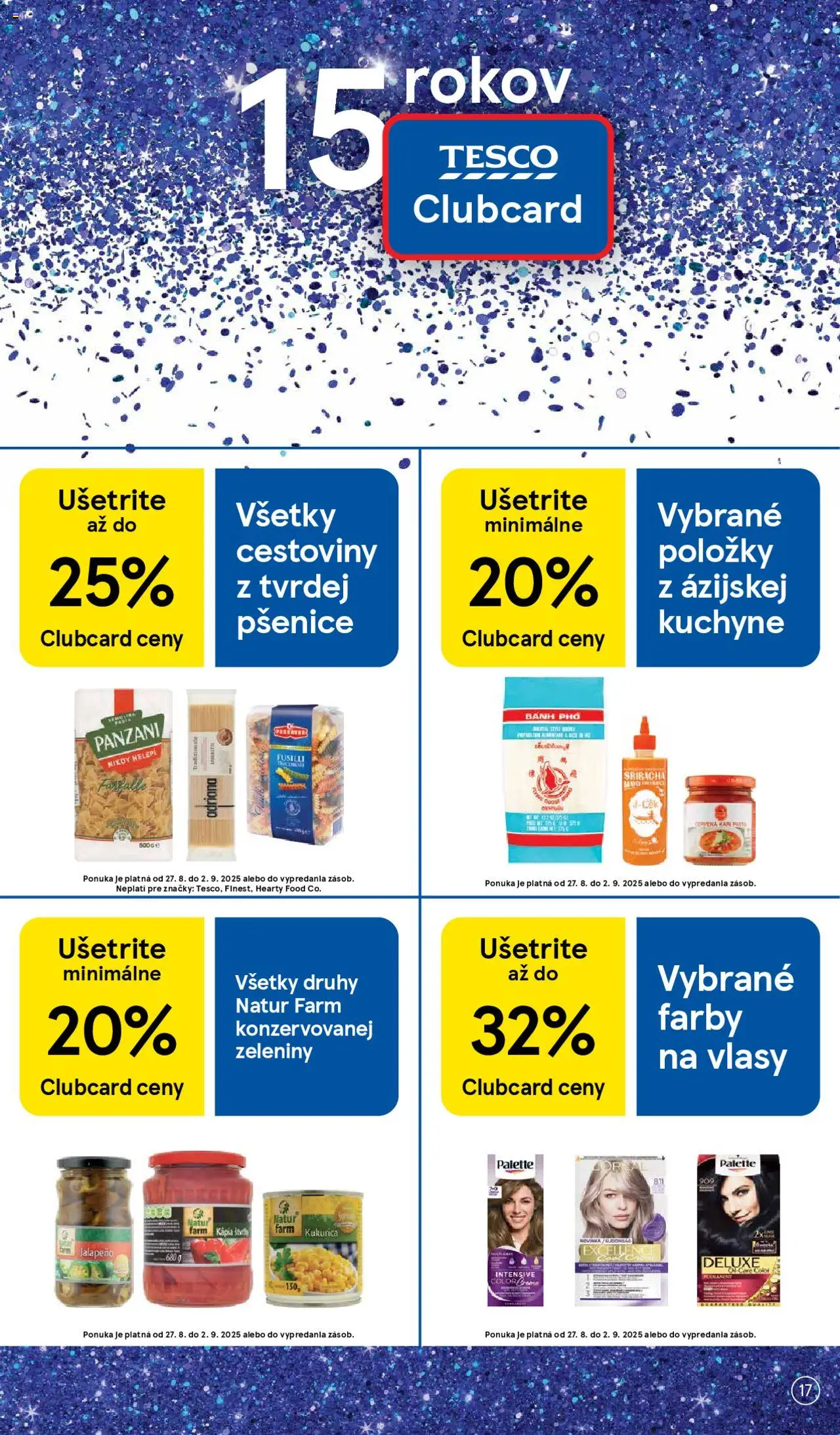 Tesco Supermarket - leták │ platný od 27.08.2025 | Strana: 17 | Produkty: Fusilli, Farba na vlasy, Kuchyne, Kápia