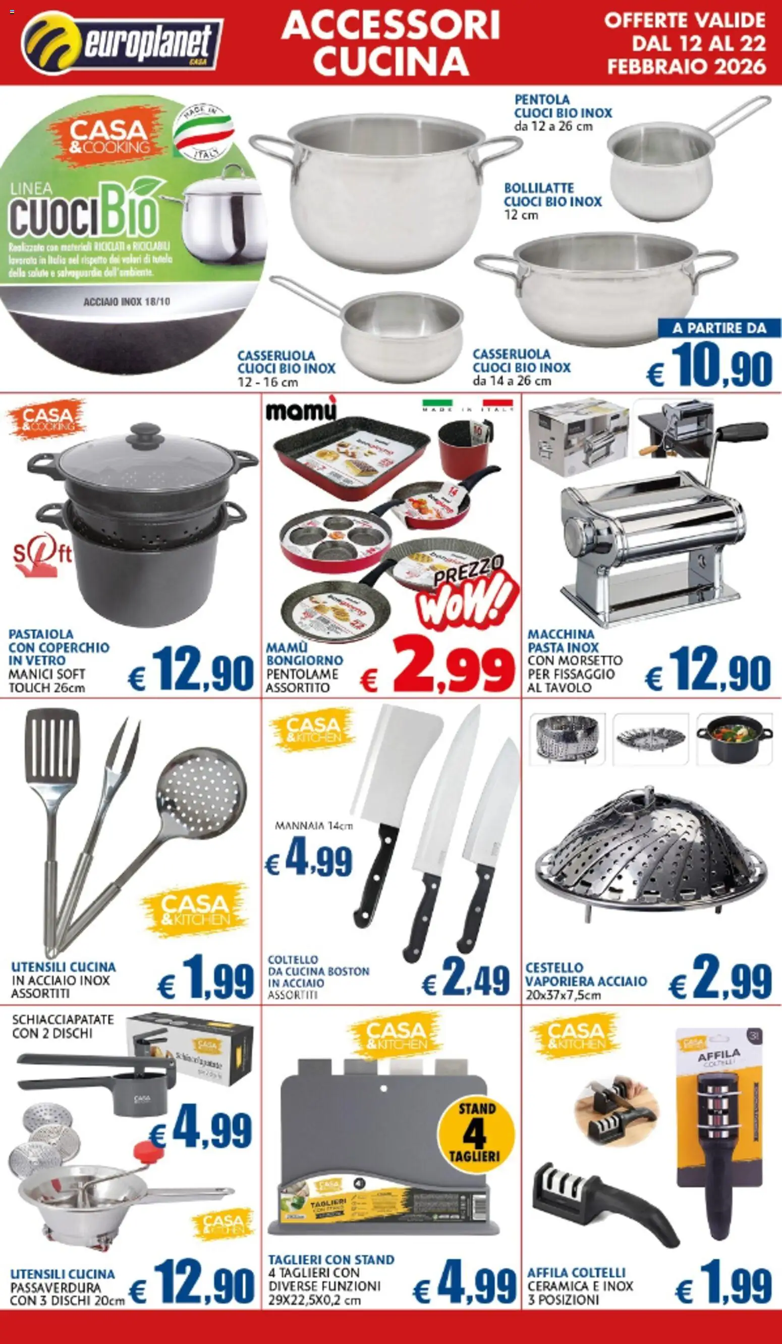 Volantino Europlanet Casa del 12.02.2026 | Pagina: 11 | Prodotti: Pasta, Casseruola, Tavolo