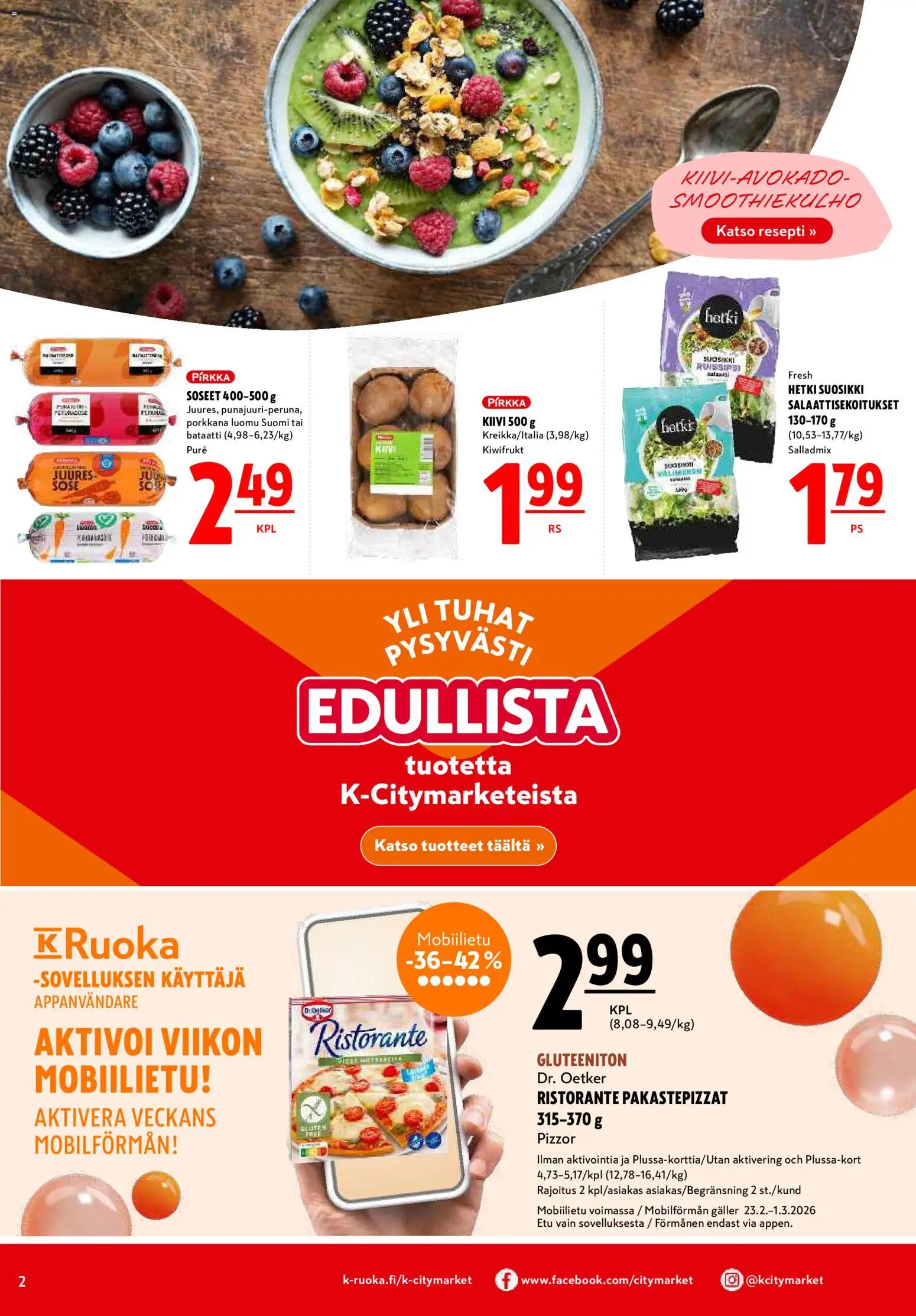 K-Citymarket tarjoukset – voimassa 23.05.2026 alkaen | Sivu: 2 | Tuotteet: Bataatti, Kiivi, Porkkana