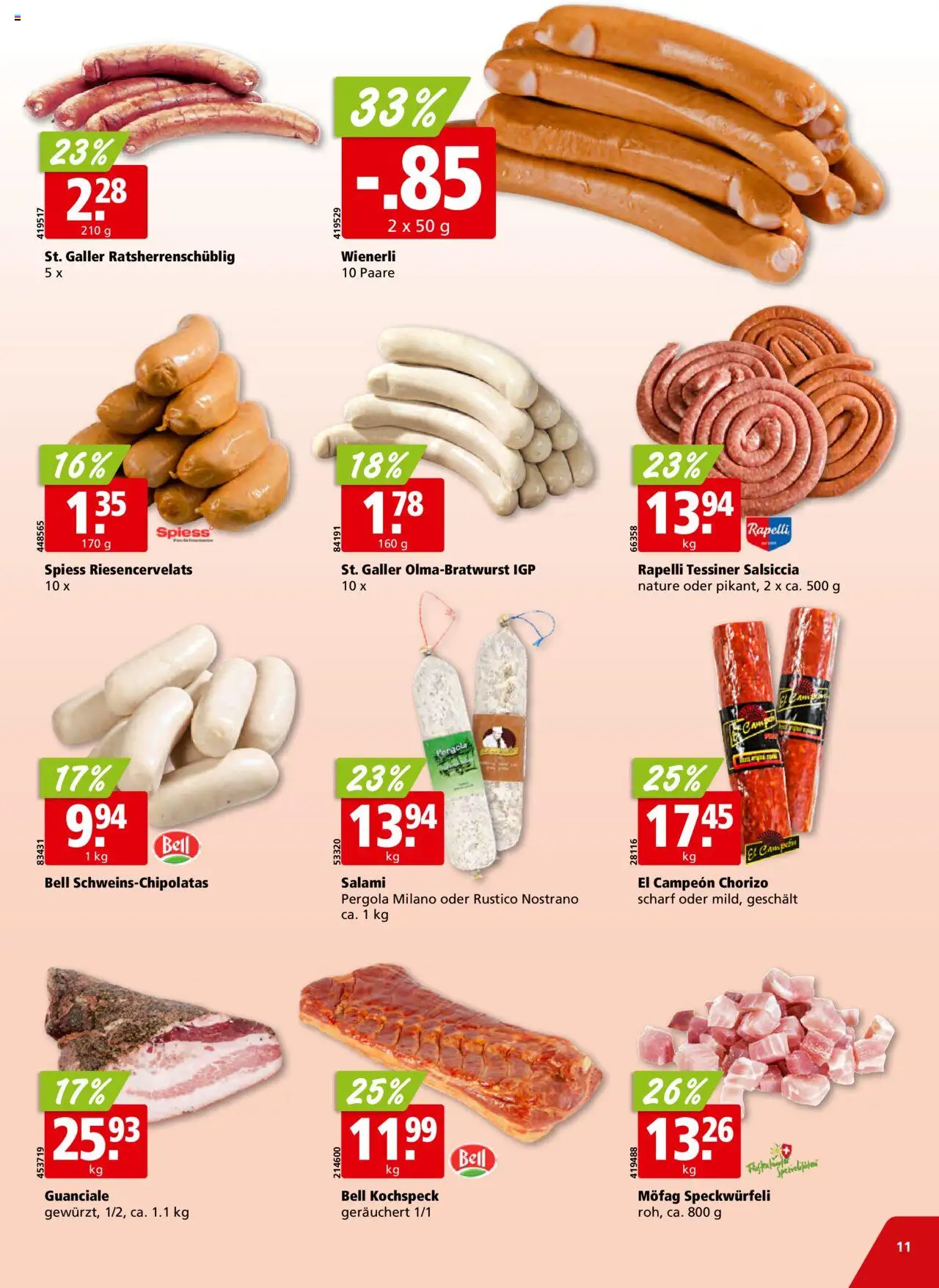 Aligro Aktionen Schlieren, Gossau SG, Frauenfeld, Rapperswil-Jona, Sargans, Bern, Brüttisellen, Pratteln, Emmen, Spreitenbach ab 25.08.2025 | Seite: 11 | Produkte: Salami
