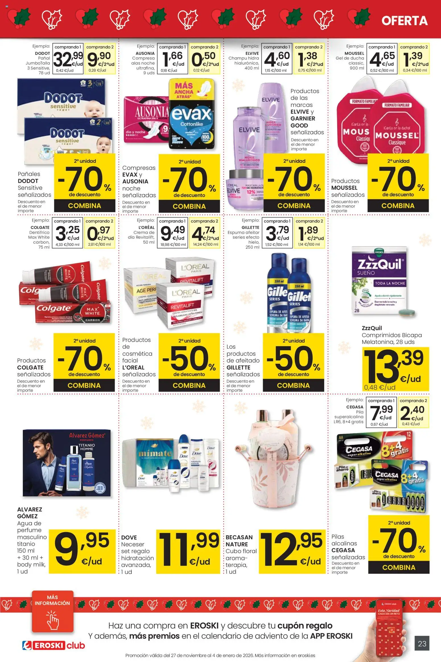 Eroski - City │ válido desde el 18.12.2025 | Página: 23 | Productos: Perfume, Espuma de afeitar, Ducha, Neceser