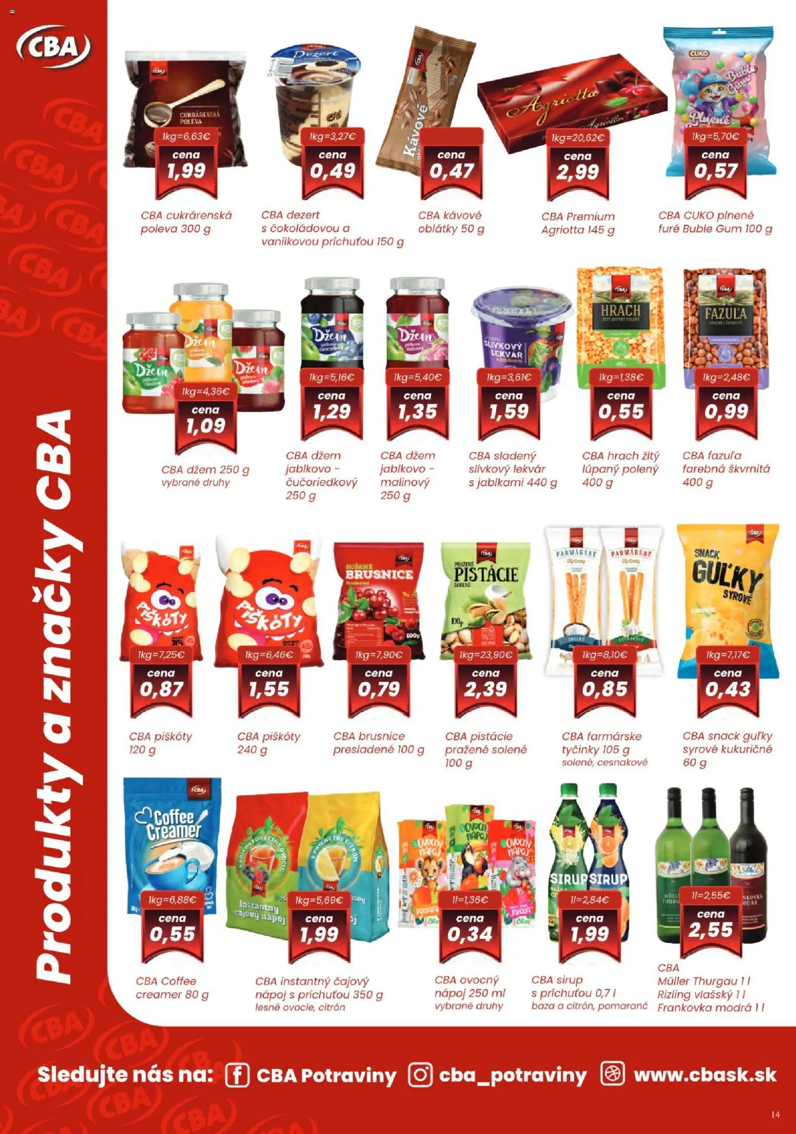 Nové Sintra akcie – leták je platný od 01.04.2026 | Strana: 14 | Produkty: Fazuľa, Hrach, Pistácie, Ovocie