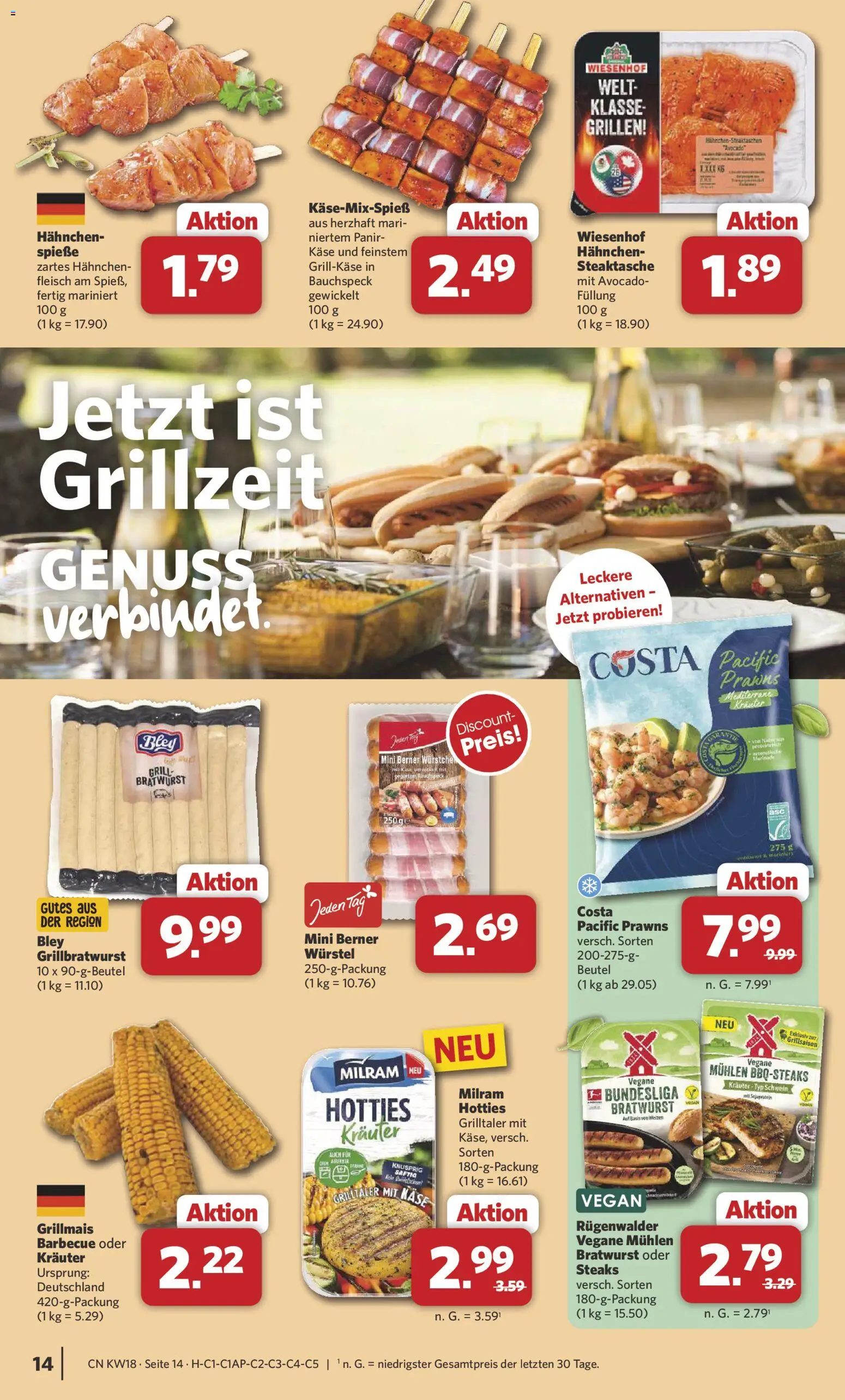 Combi Prospekt 	 – gültig ab 27.04.2026 | Seite: 14 | Produkte: Grill, Käse, Bratwurst, Milram