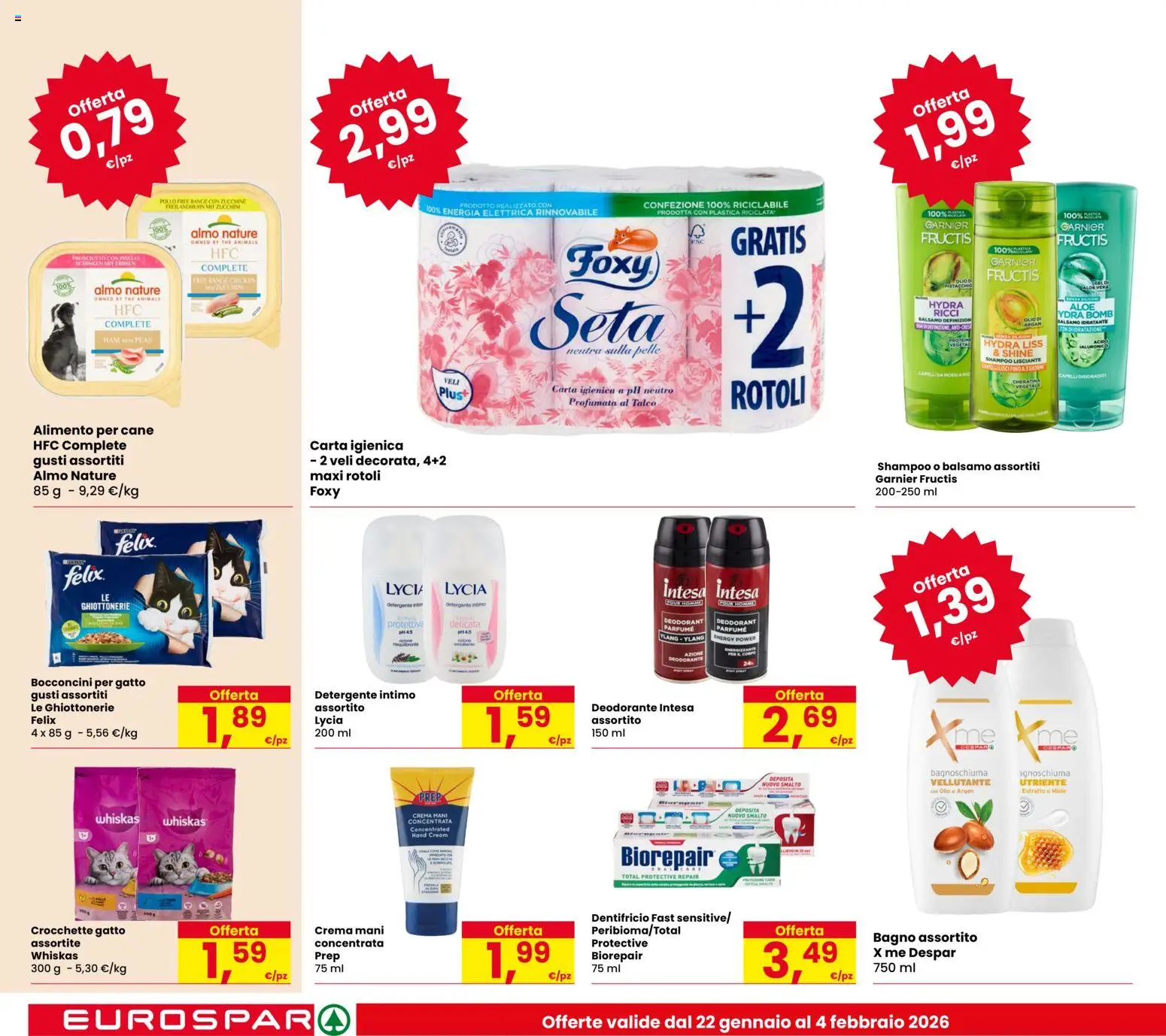 Volantino Despar del 22.01.2026 | Pagina: 22 | Prodotti: Crema, Deodorante, Intimo, Bagno