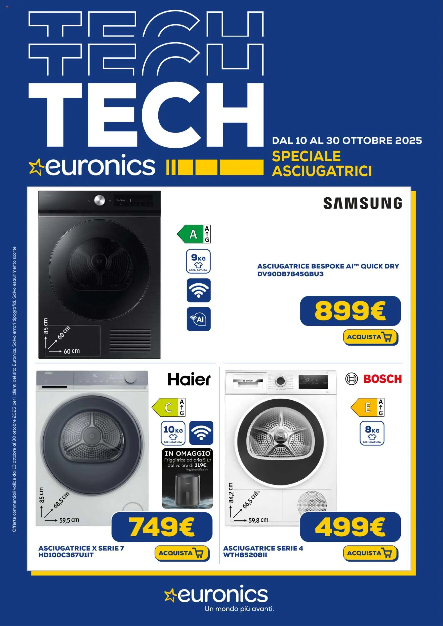 Volantino Euronics del 10.10.2025 | Pagina: 1 | Prodotti: Friggitrice ad aria, Asciugatrice, Friggitrice, Samsung