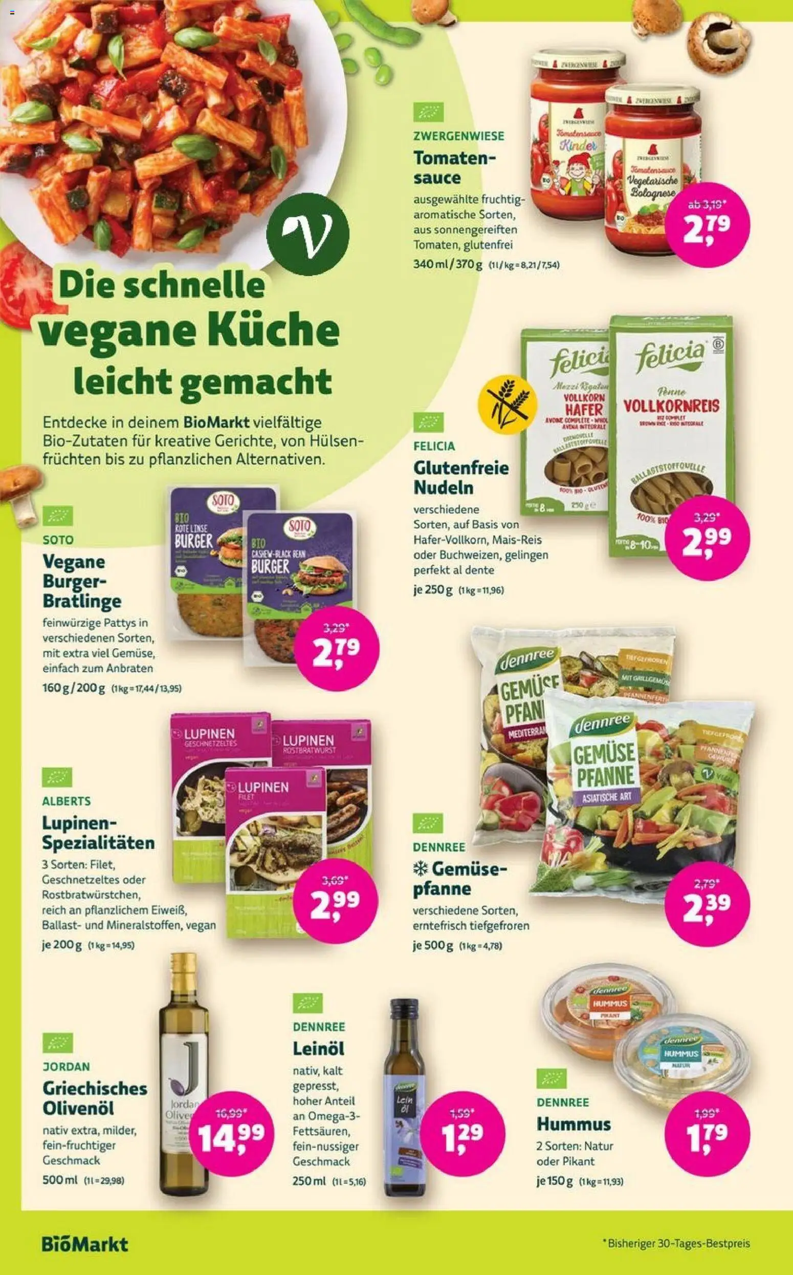 Denns BioMarkt Angebote – gültig ab 05.11.2025 | Seite: 8 | Produkte: Leinöl, Tomaten, Gemüse, Nudeln
