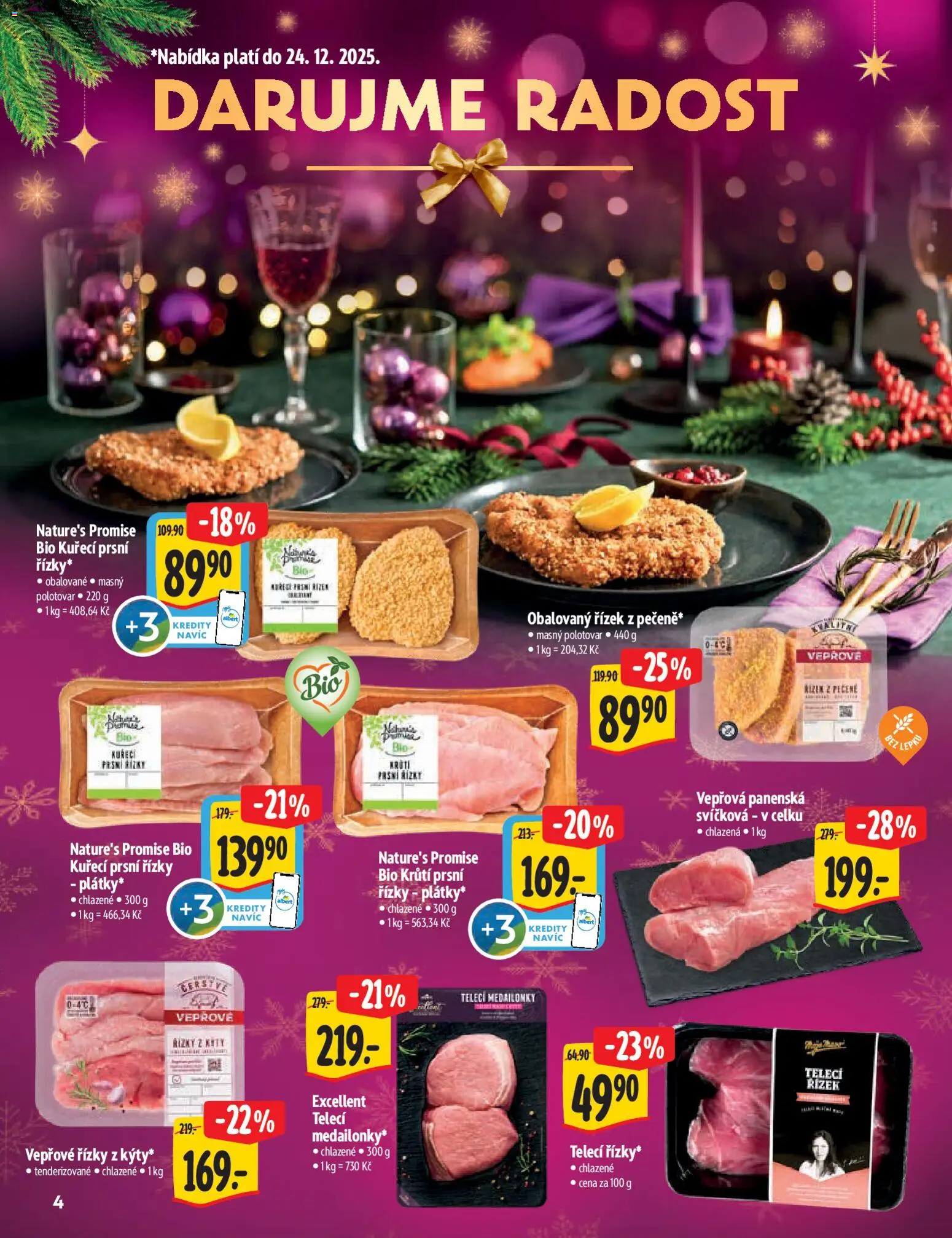 Albert katalog - Supermarket - Delikatesy od 03.12.2025 | Strana: 4 | Produkty: Vepřové řízky, Kuřecí prsní řízky