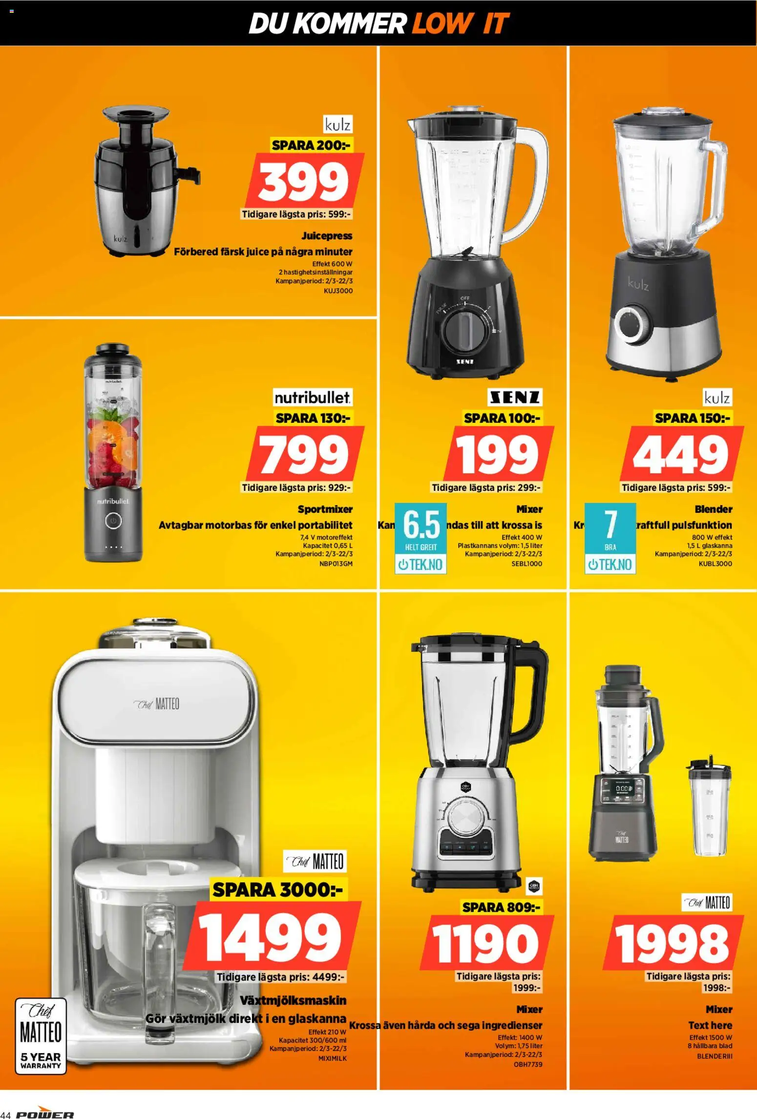 Power reklamblad aktuell från 02.03.2026 | Sida: 44 | Produkter: Mixer, Juicepress, Juice, Blender