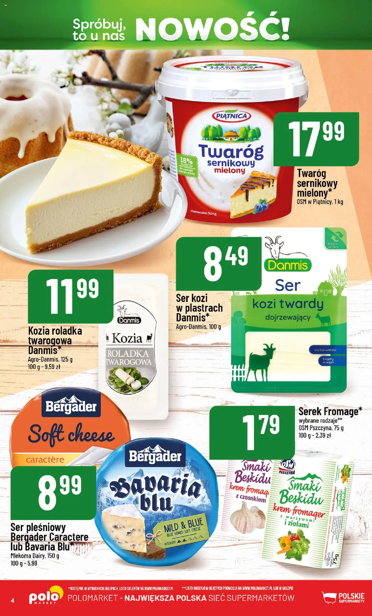 POLOmarket gazetka - Nowości od 13.03.2026 | Strona: 4 | Produkty: Ser pleśniowy, Ser, Krem, Twaróg