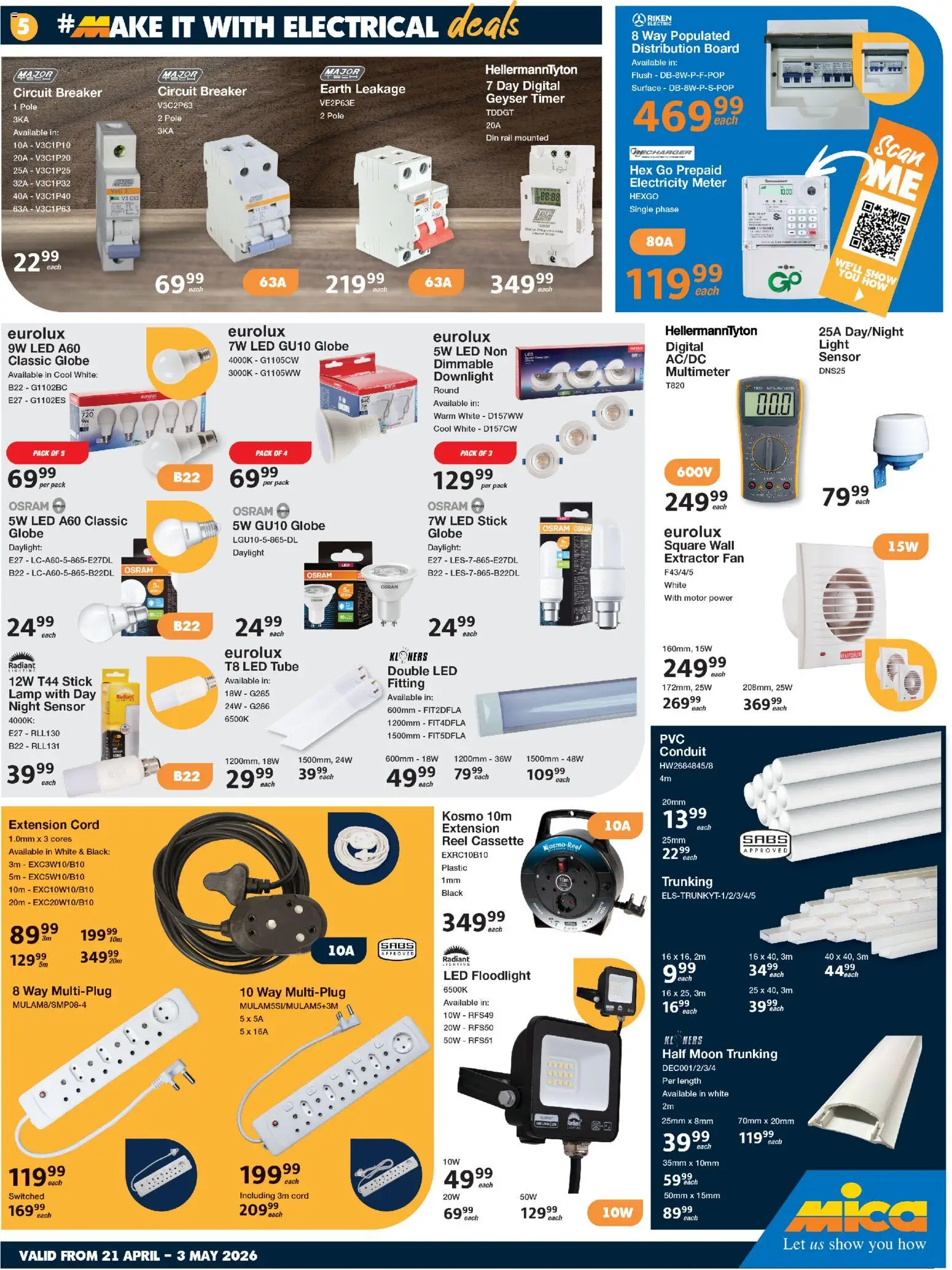 New MICA catalogue – valid from 21.04.2026 | Page: 5 | Products: Globe, Fan, Light, Geyser