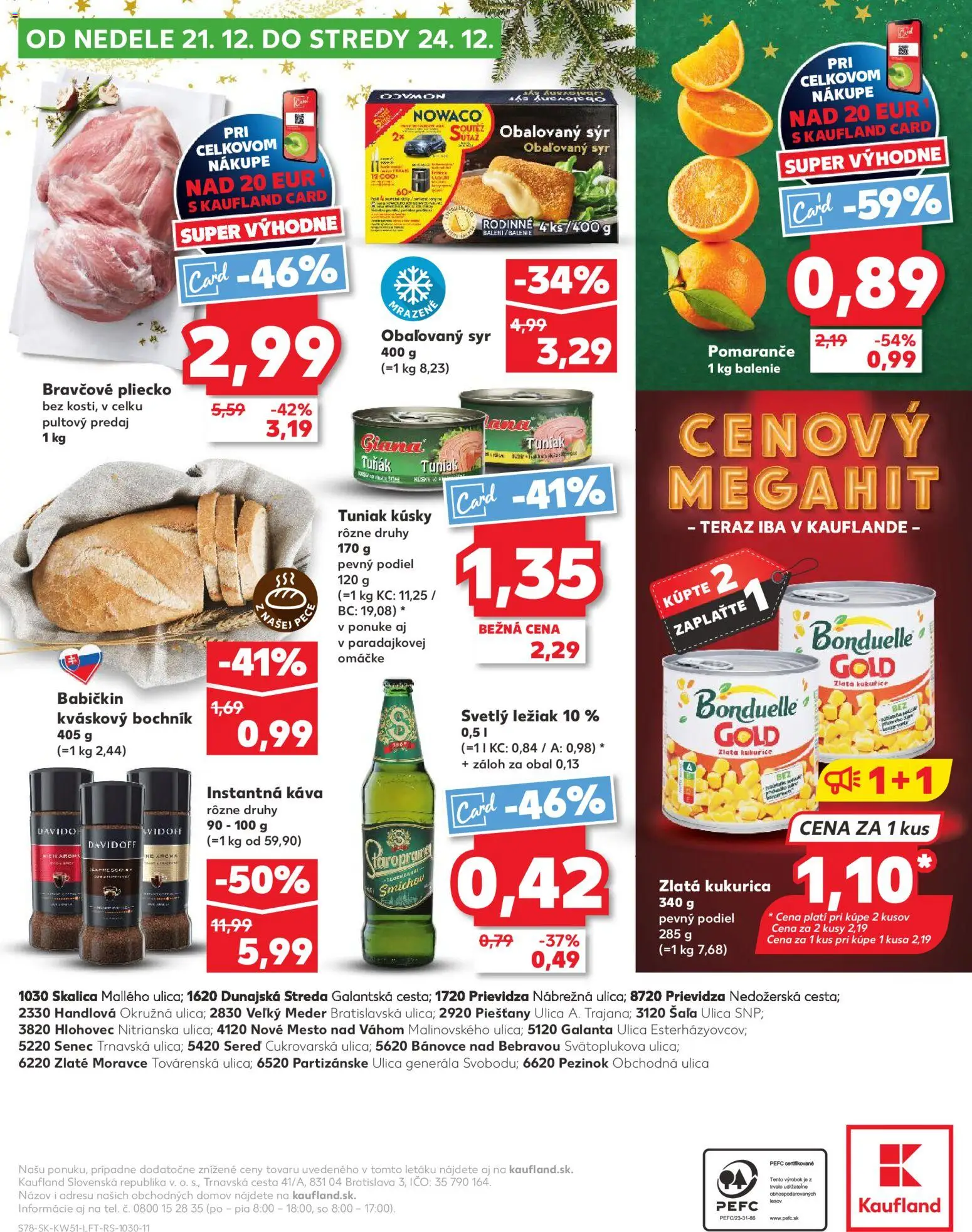 Nové Kaufland akcie – leták je platný od 18.12.2025 | Strana: 78 | Produkty: Davidoff, Tuniak, Pomaranče, Pec