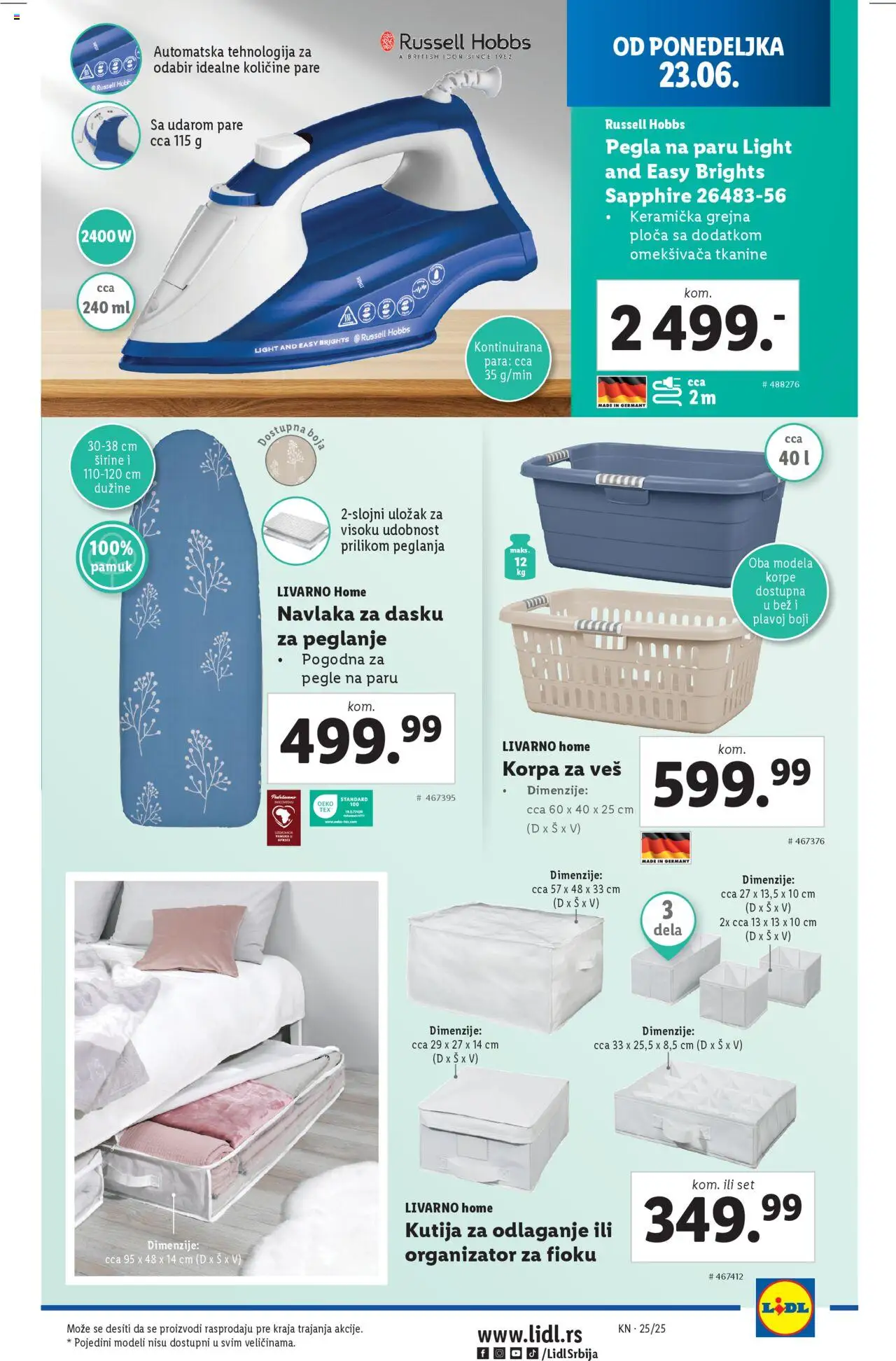 Lidl katalog - važi od 19.06.2025 | Strana: 27 | Proizvode: Pegla, Kutija, Korpa za veš, Pegla na paru