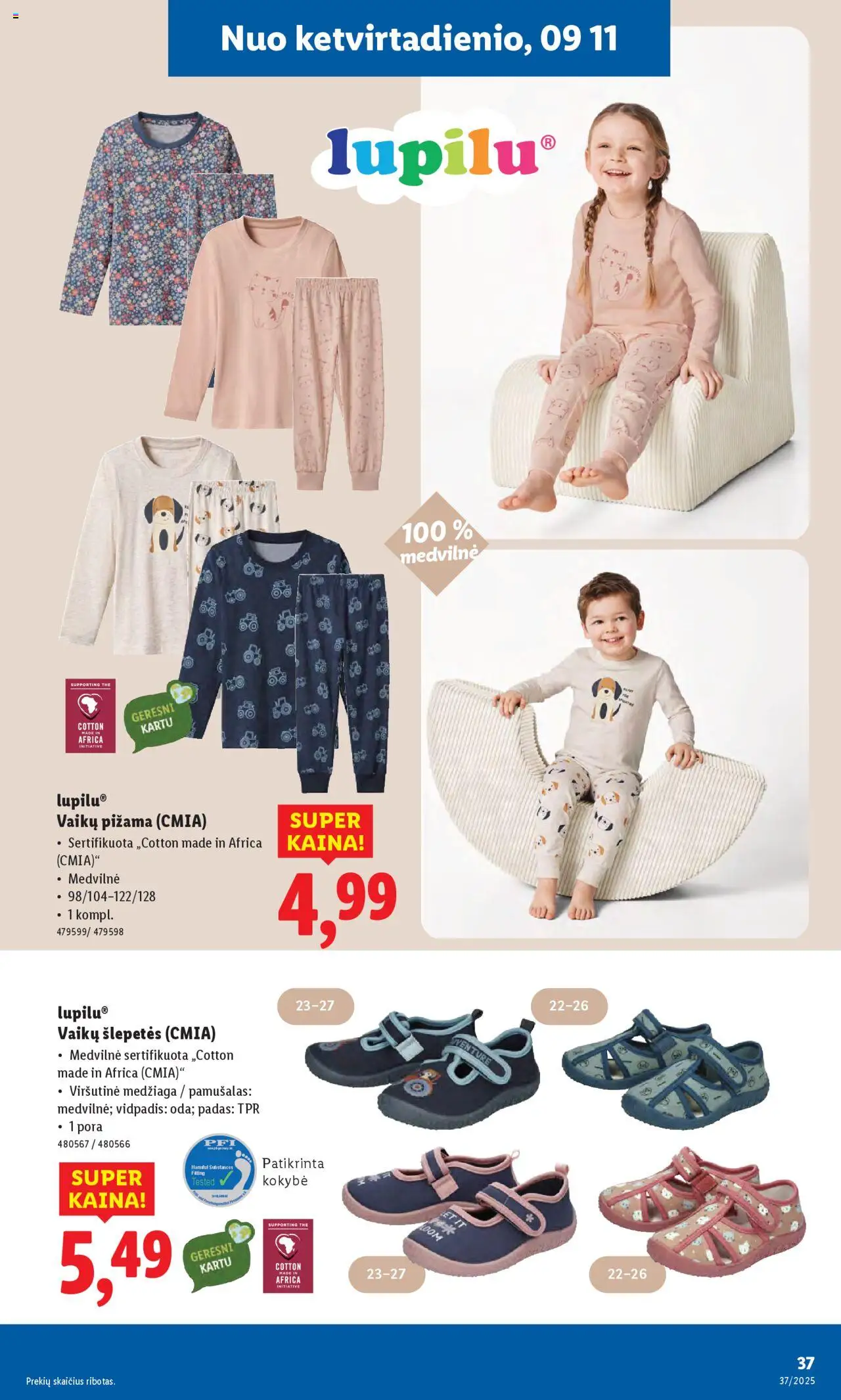 LIDL akcijos nuo 08.09.2025 | Puslapis: 37 | Prekių: Pižama, Šlepetės