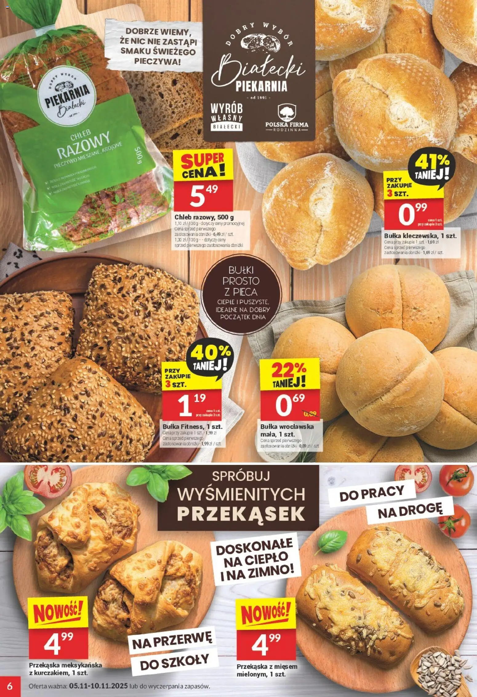 Twój Market Gazetka od 05.11.2025 | Strona: 6 | Produkty: Pieczywo, Piekarnia, Bułka, Chleb