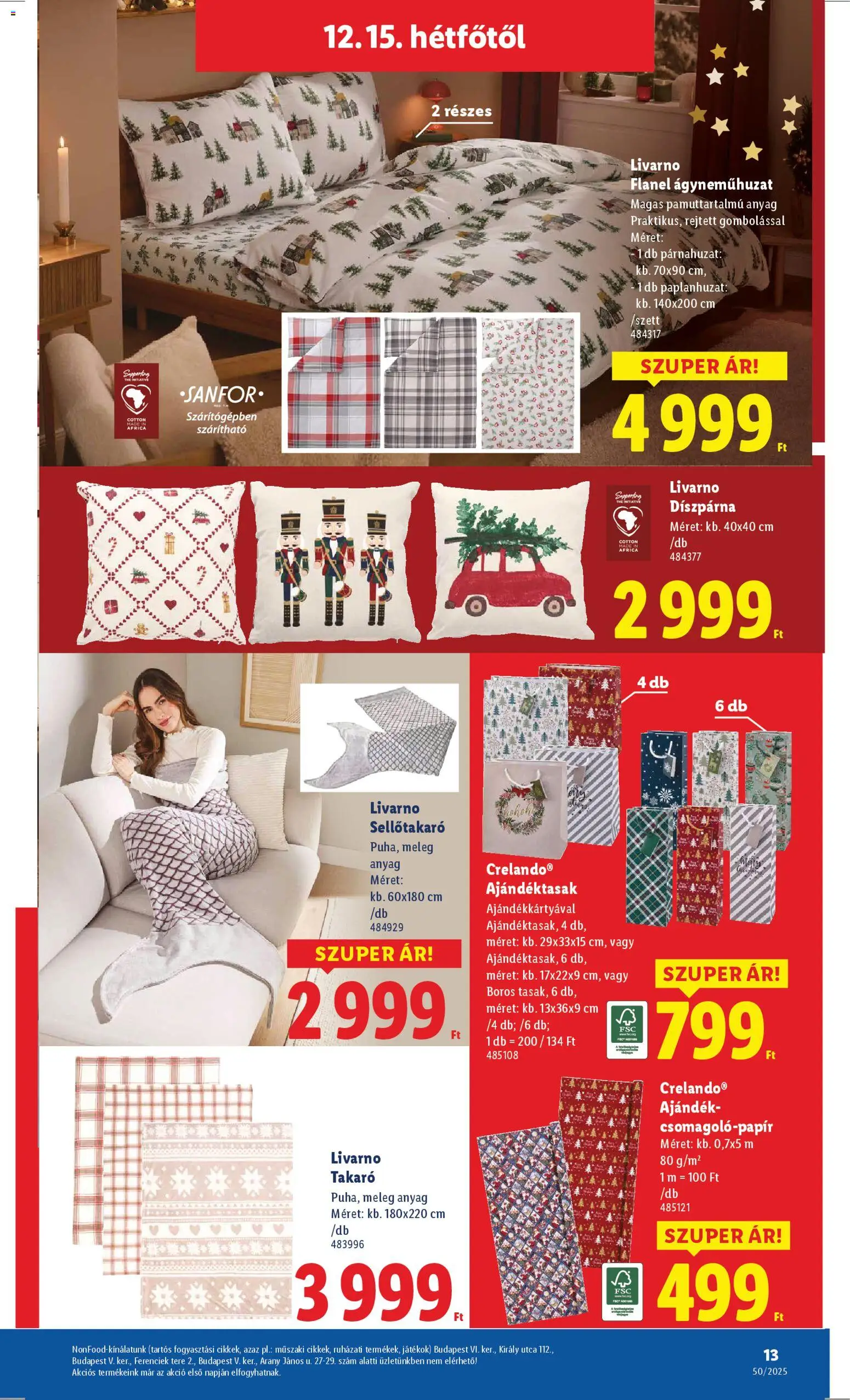 Lidl akciós ujság - amely érvényes a következő dátumtól: 11.12.2025 | Oldal: 13 | Termékek: Párnahuzat, Játékok, Takaró, Ágyneműhuzat