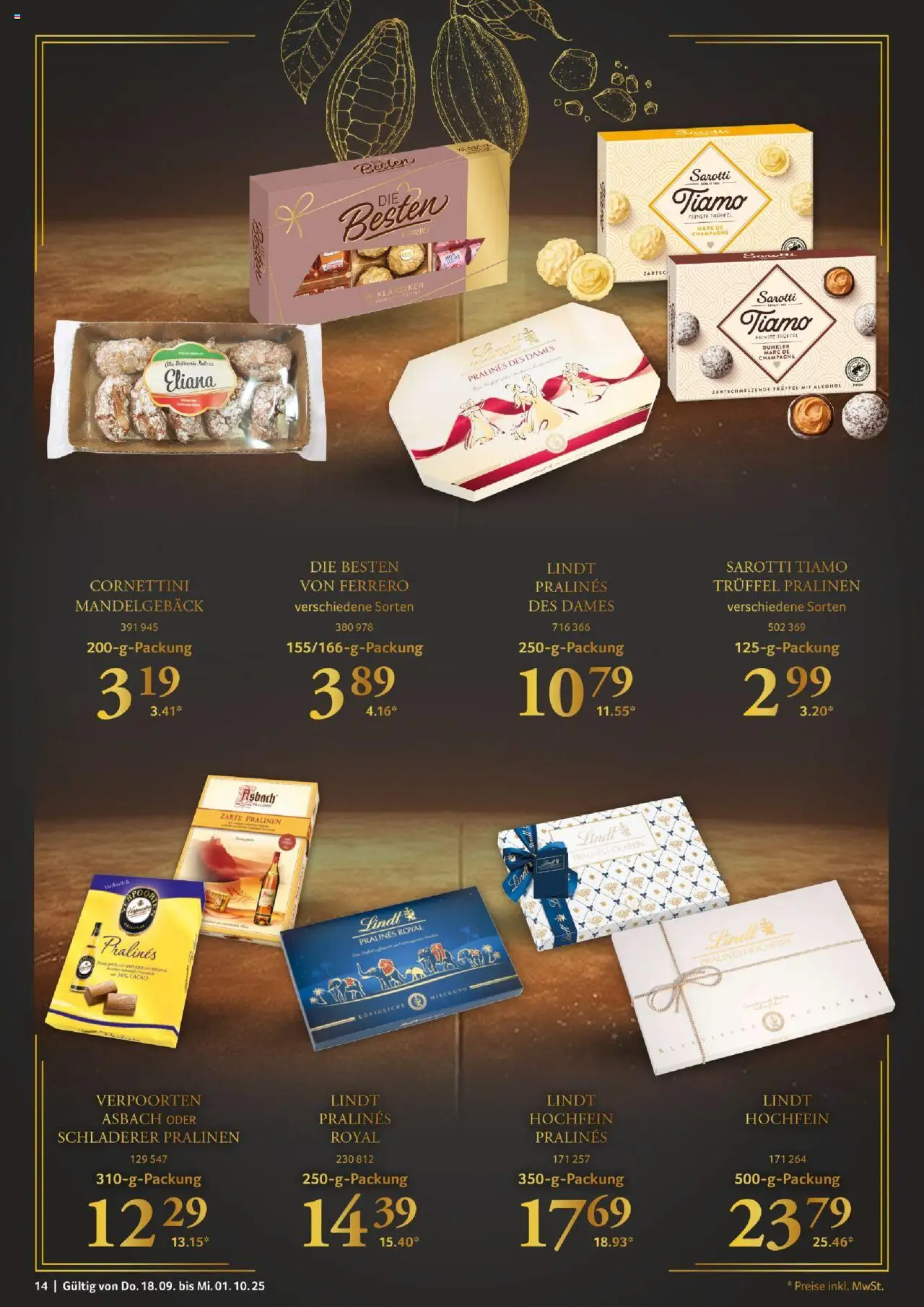 Selgros Für Genießer  – gültig ab 18.09.2025 | Seite: 14 | Produkte: Lindt, Asbach