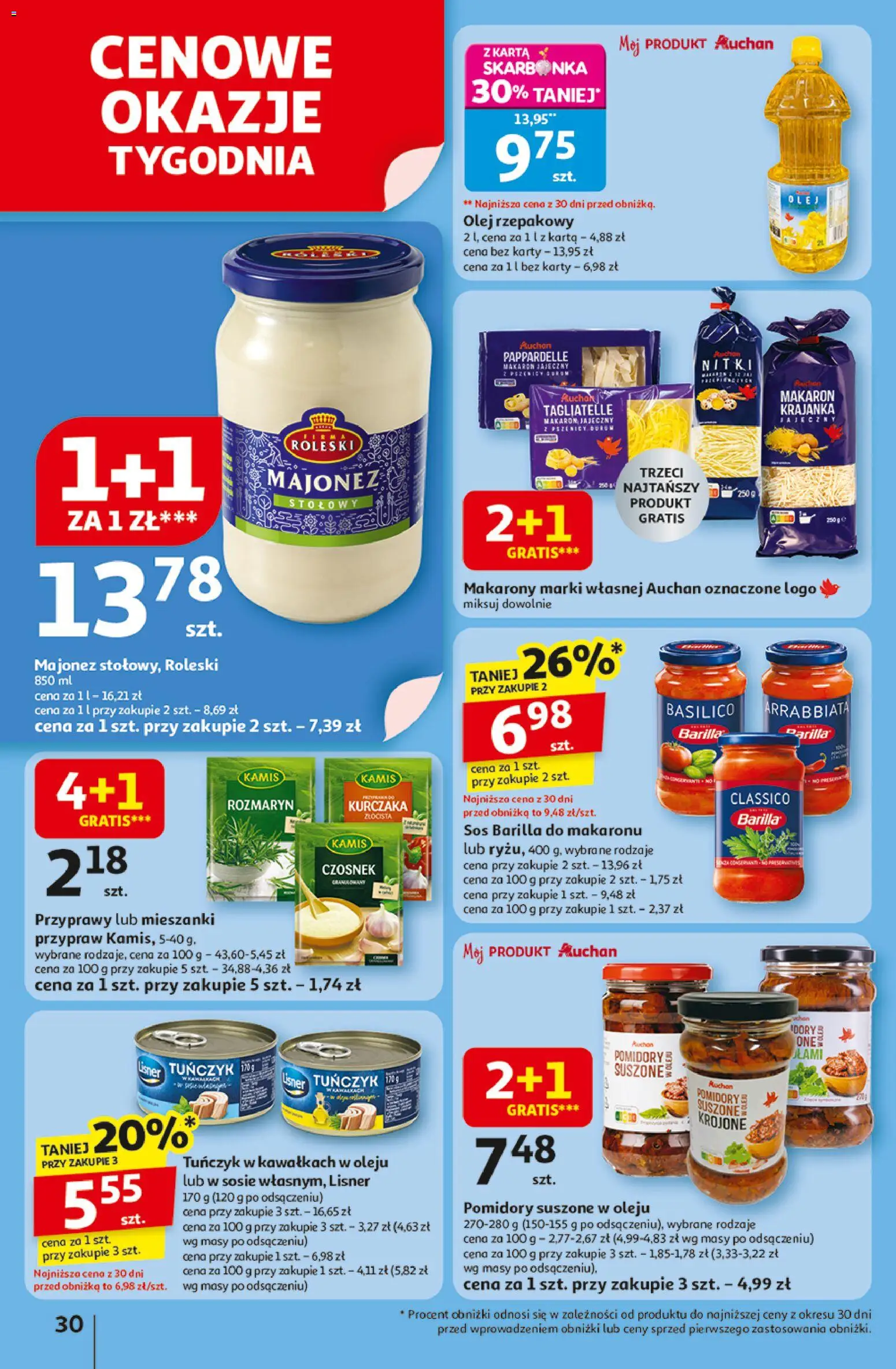 Auchan Black Friday od 06.11.2025 | Strona: 30 | Produkty: Pomidory suszone w oleju, Tuńczyk, Pomidory, Makaron