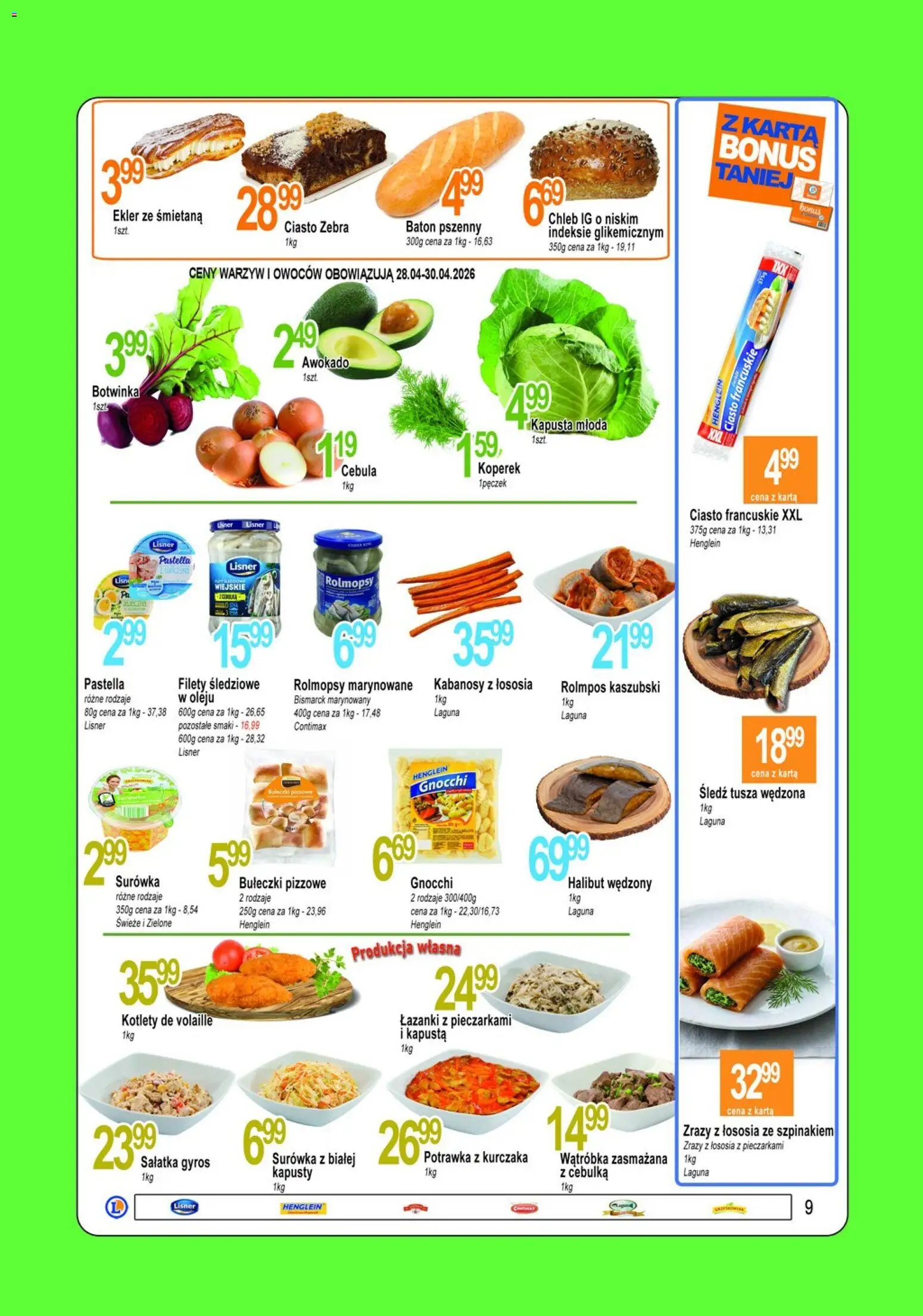 E.Leclerc gazetka - Tychy od 28.04.2026 | Strona: 9 | Produkty: Kapusta, Koperek, Ciasto francuskie XXL, Awokado