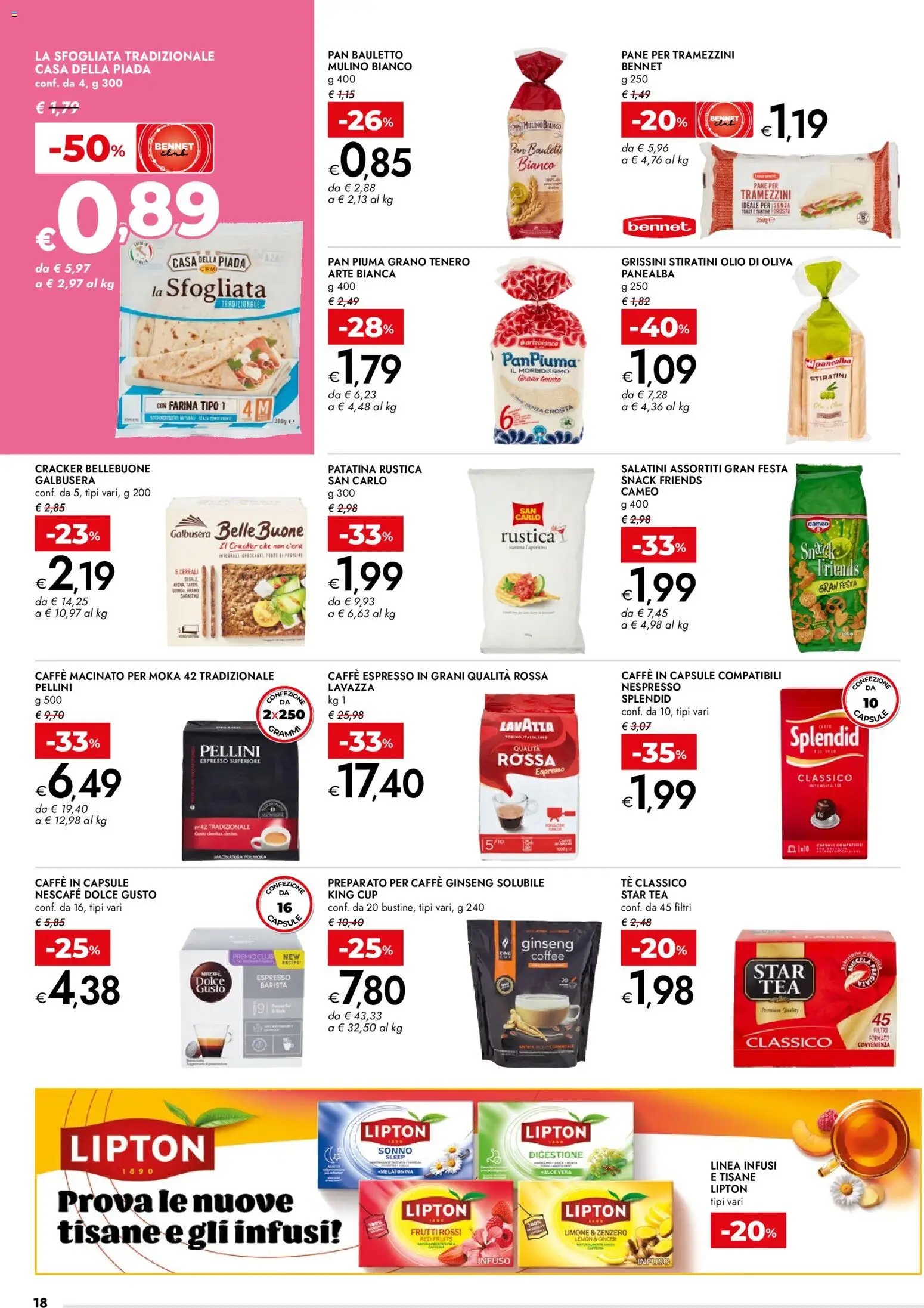 Volantino bennet del 23.03.2026 | Pagina: 18 | Prodotti: Salatini, Pane, Cereali, Limone