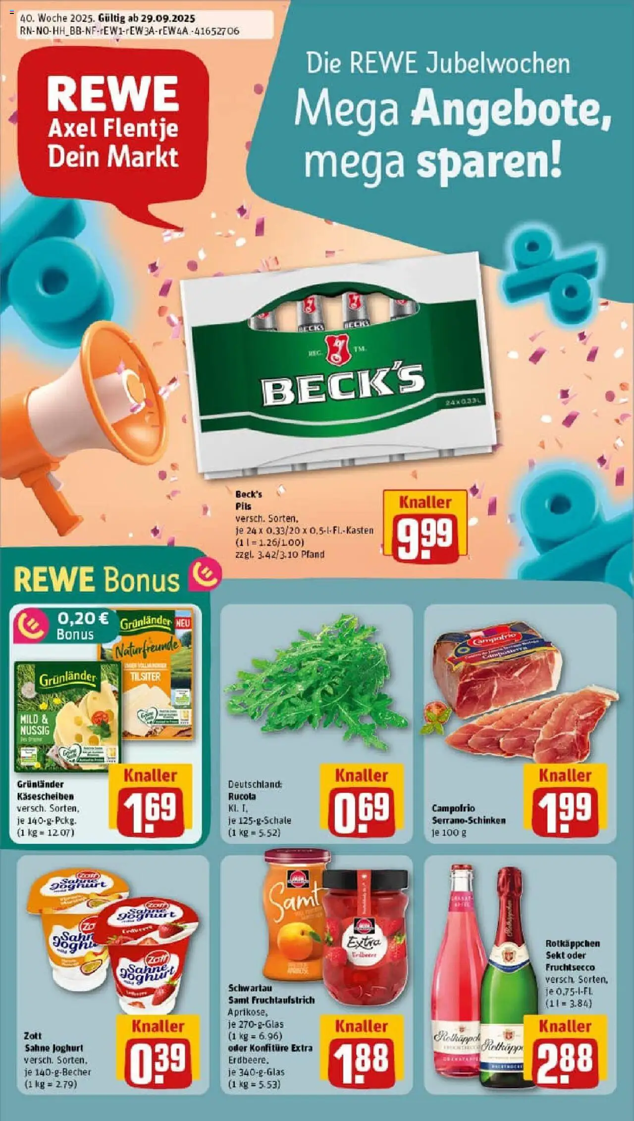 Rewe prospekt Hamburg	 – gültig ab 29.09.2025 | Seite: 1 | Produkte: Rotkappchen sekt, Joghurt, Rucola, Pils