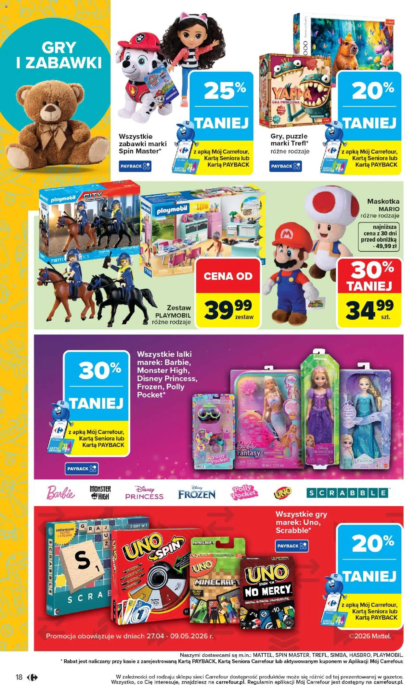 Carrefour gazetka - Łap super okazje od 27.04.2026 | Strona: 18 | Produkty: Karta, Gra, Barbie, Gry