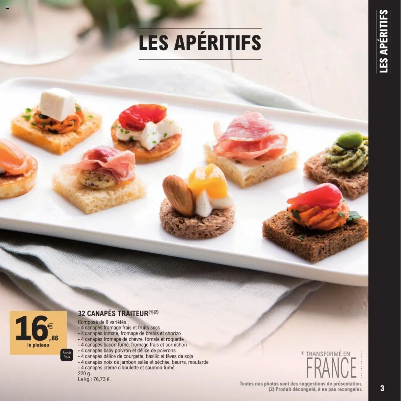  | Page: 3 | Produits: Plateau, Jambon, Fromage frais, Fruits secs