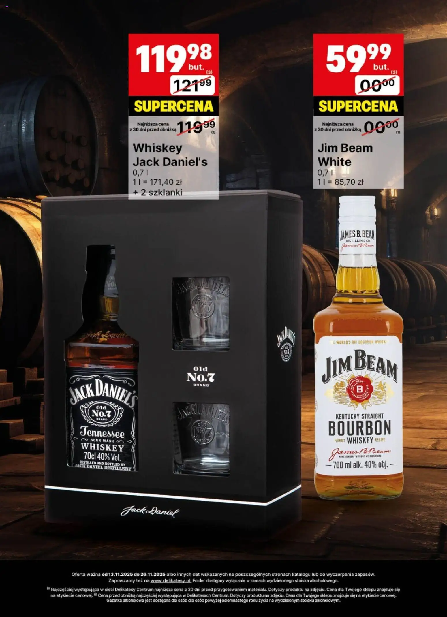 Delikatesy Centrum Gazetka - DeliBarek od 13.11.2025 | Strona: 27 | Produkty: Bourbon, Jim Beam, Jack Daniel's, Szklanki