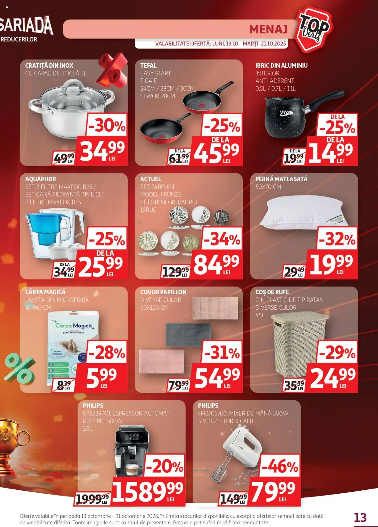 Noul catalog Auchan – valabil de la 13.10.2025 | Pagină: 13 | Produse: Espressor, Enginar, Cratiță, Covor