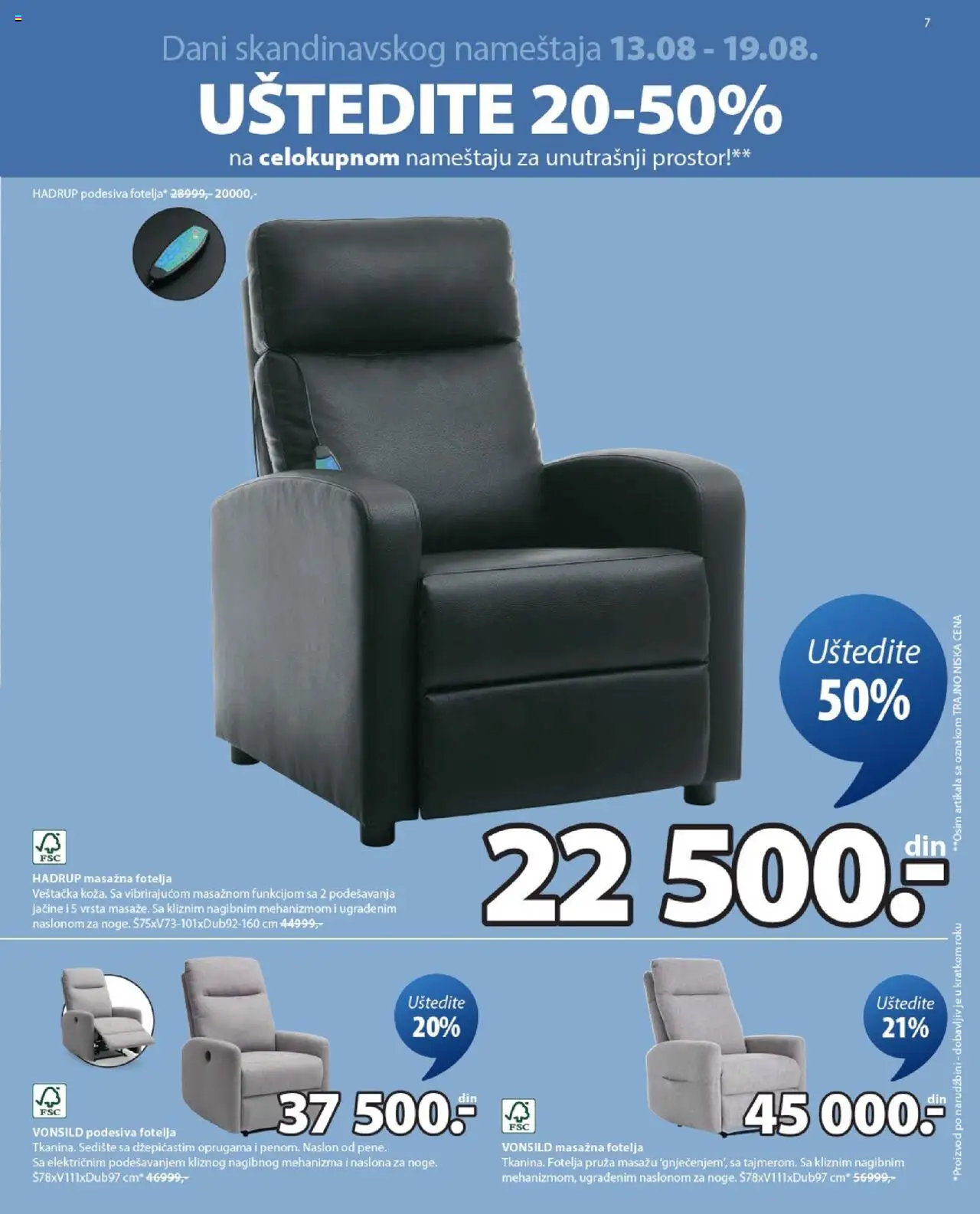 Jysk katalog - važi od 13.08.2025 | Strana: 7 | Proizvode: Masažna fotelja, Fotelja