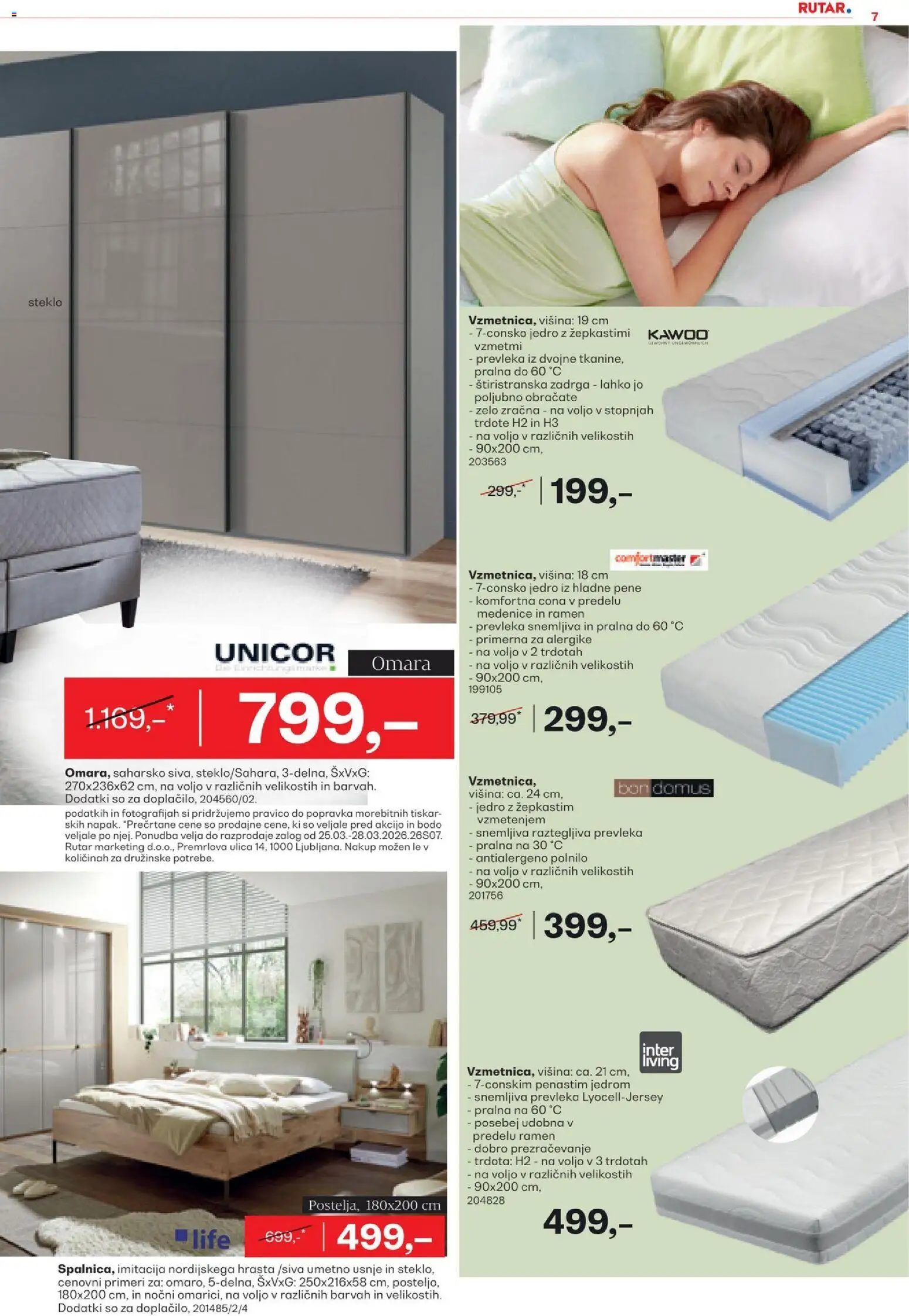 Novi Rutar katalog ponudbe – veljaven od 24.03.2026 | Stran: 7 | Izdelki: Prevleka, Omara