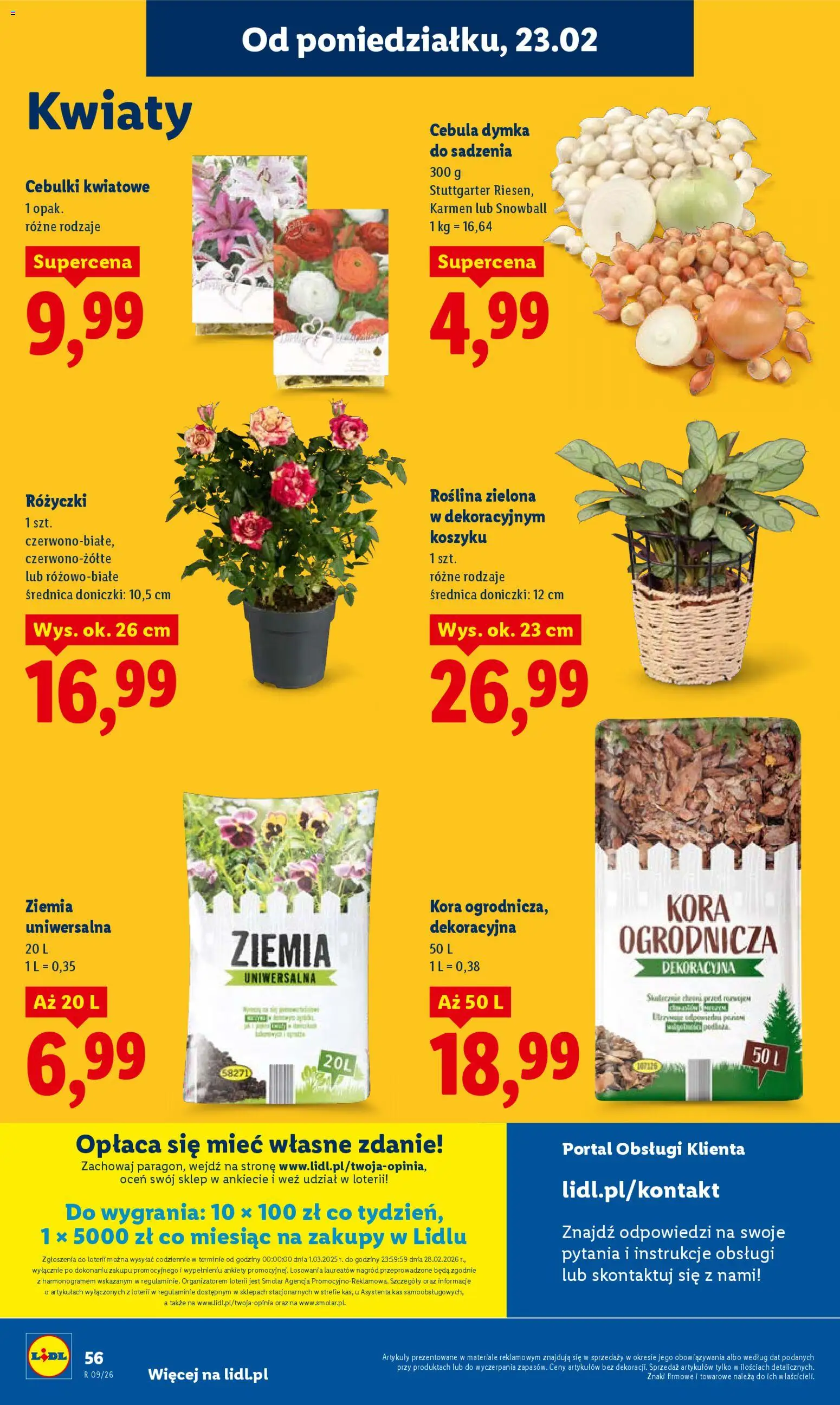 Lidl Gazetka od 23.02.2026 | Strona: 56 | Produkty: Ziemia uniwersalna, Ziemia, Doniczki, Kwiaty