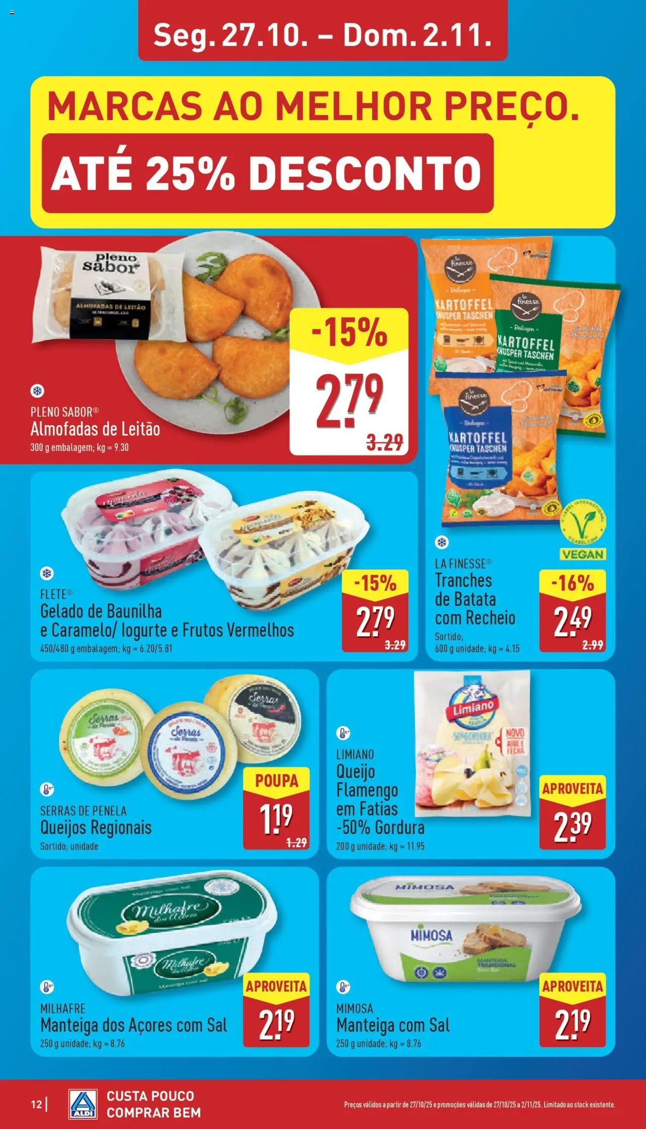 Aldi folheto │ válido de 27.10.2025 | Página: 12 | Produtos: Batata, Sal, Gelado, Manteiga