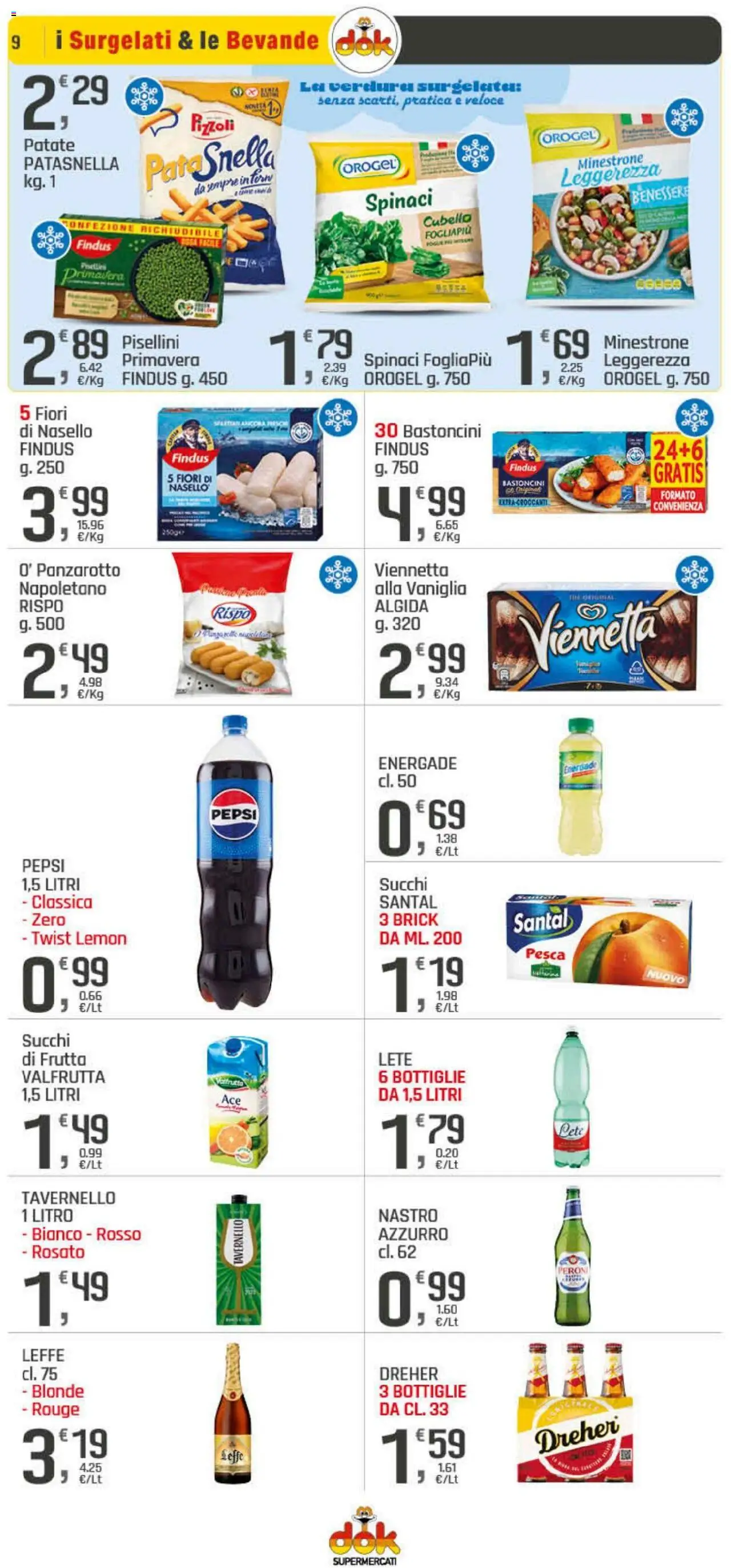 Volantino DOK del 23.10.2025 | Pagina: 9 | Prodotti: Patate, Frutta, Pesca, Spinaci