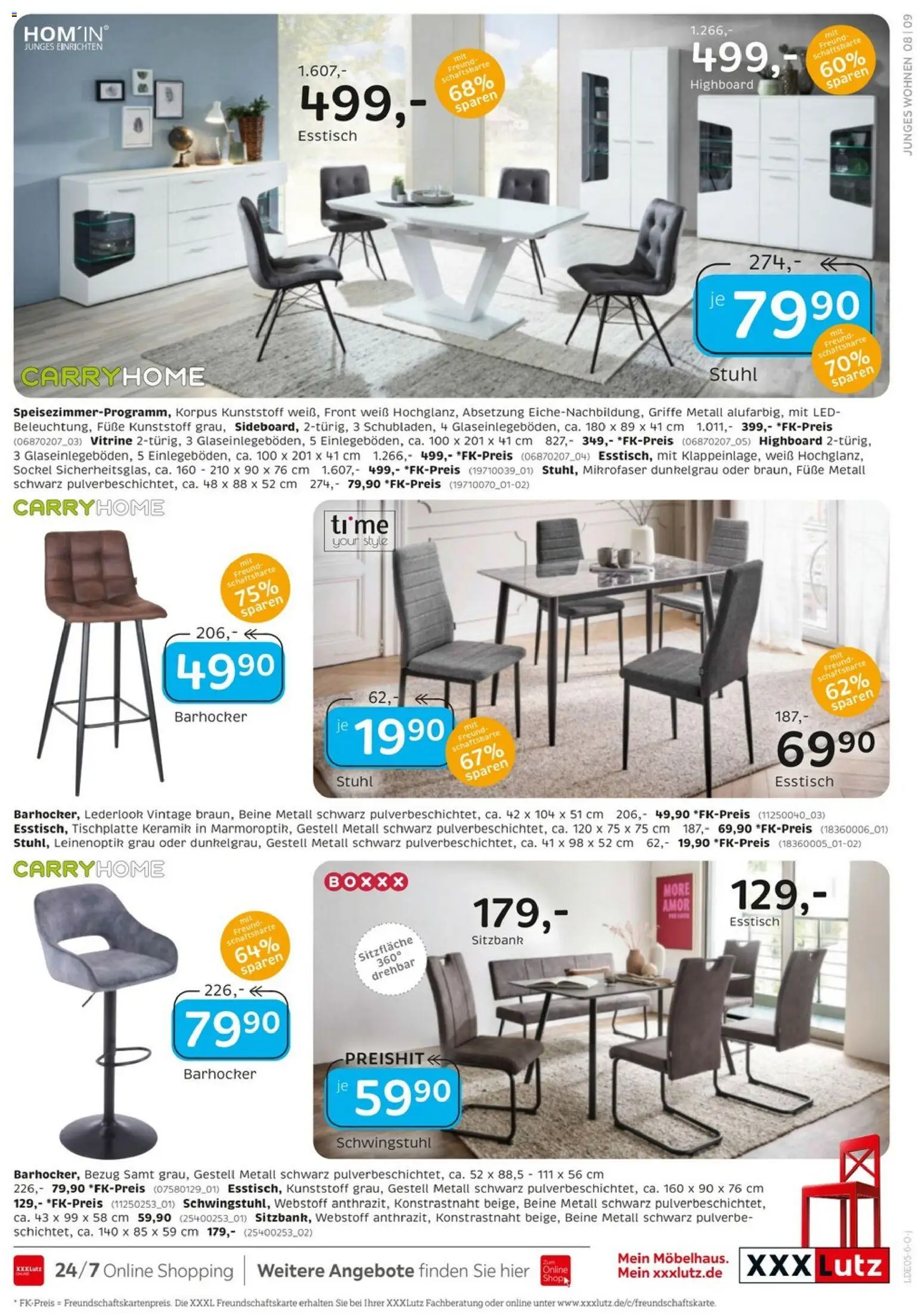 XXXLutz Junges Wohnen – gültig ab 25.04.2026 | Seite: 9 | Produkte: Esstisch, Sitzbank, Vitrine, Stuhl