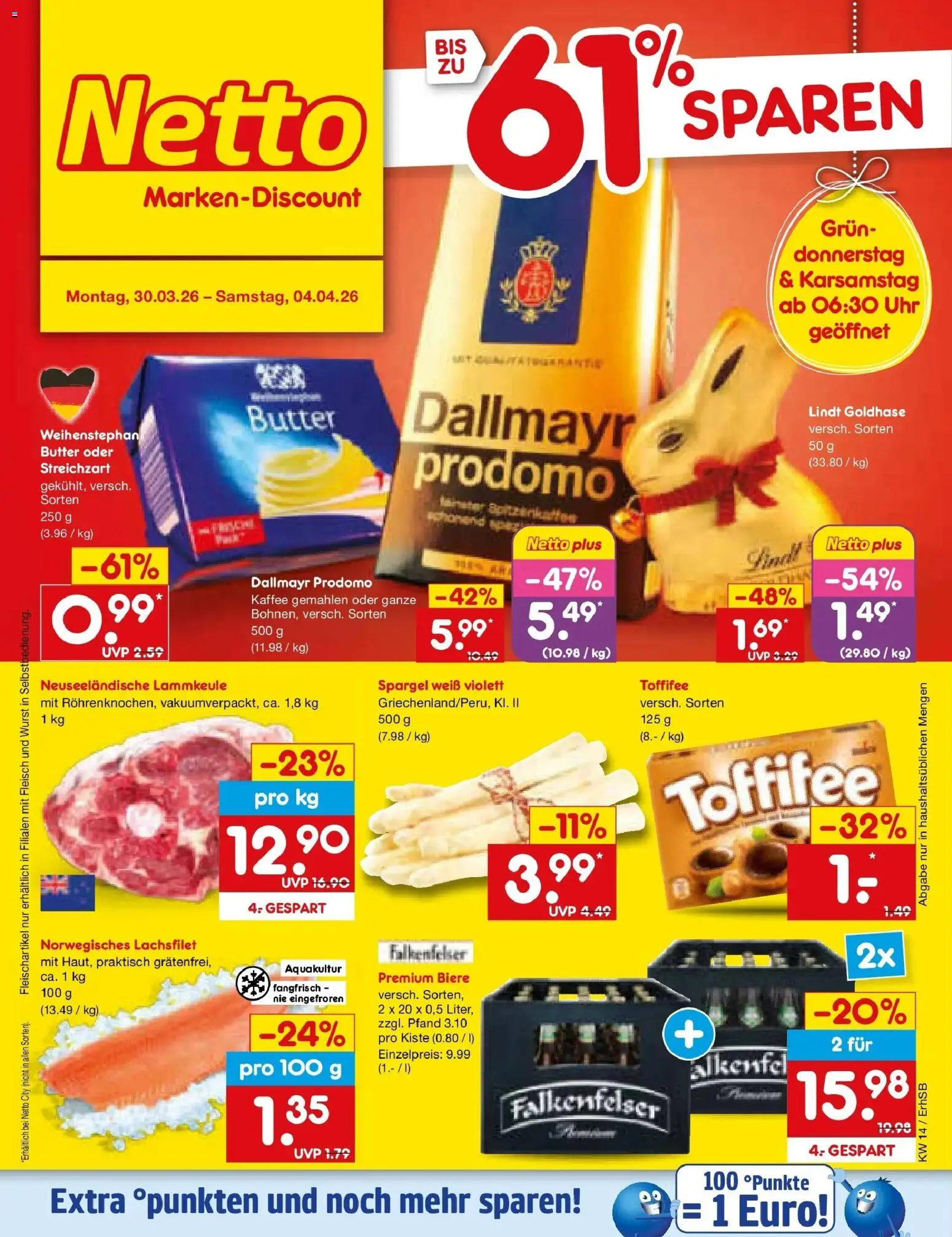 Netto Marken-Discount Prospekt Metten	 – gültig ab 30.03.2026 | Seite: 1 | Produkte: Dallmayr, Wurst, Toffifee, Lindt