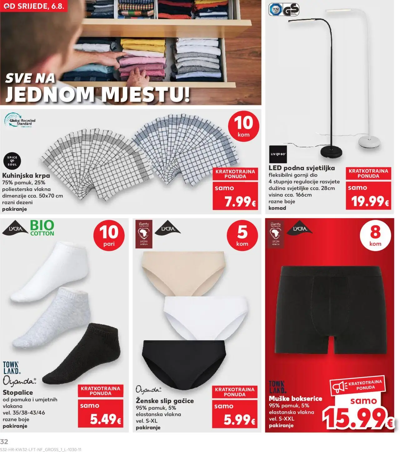 Kaufland katalog | vrijedi od 06.08.2025 | Stranica: 32 | Proizvodi: Svjetiljka, Krpa, Gaćice, Bokserice