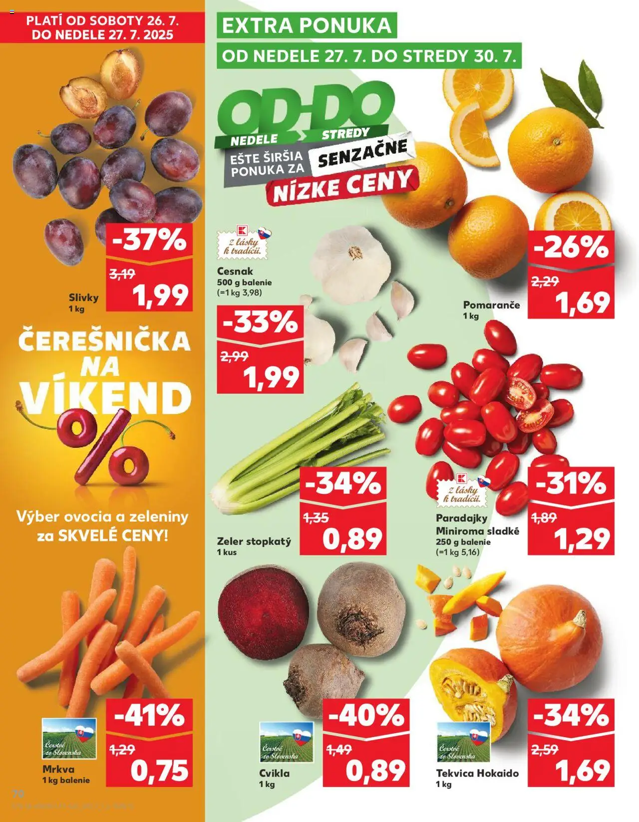 Kaufland Žilina │ platný od 24.07.2025 | Strana: 70 | Produkty: Cesnak, Mrkva, Slivky, Zeler