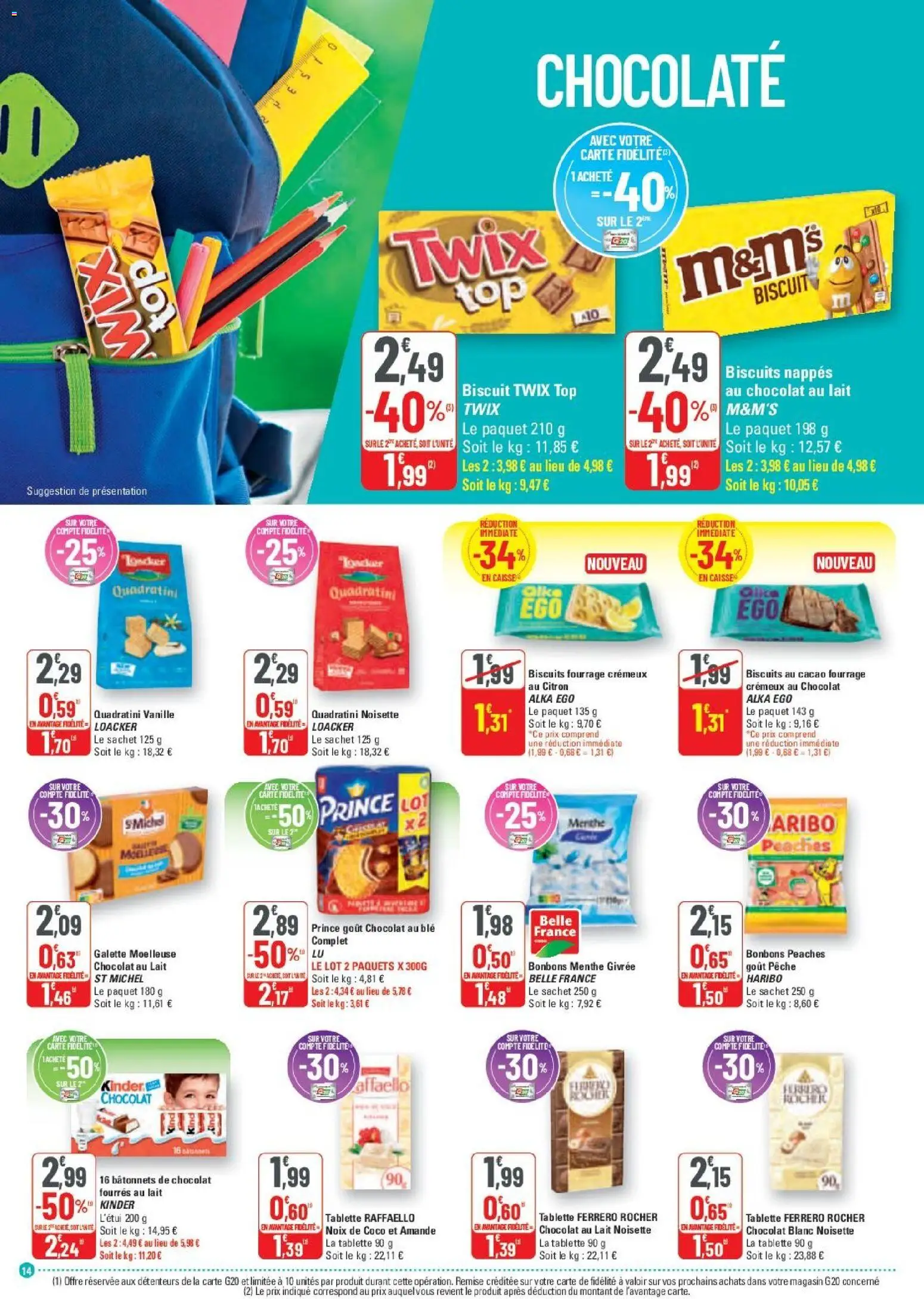 {H1} | Page: 14 | Produits: Amande, Citron, Raffaello, Lait