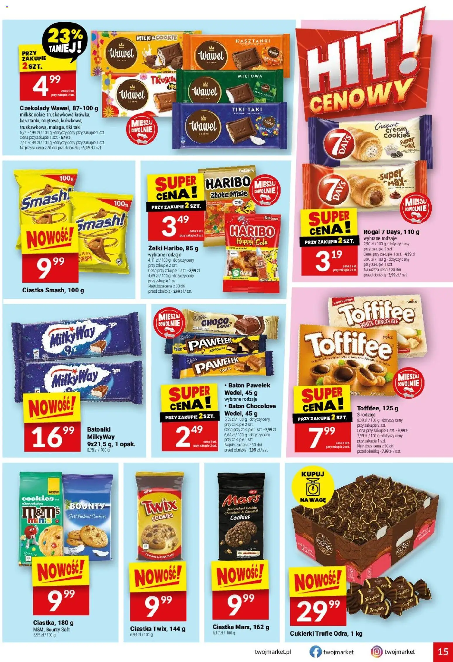 Twój Market gazetka od 15.04.2026 | Strona: 15 | Produkty: Czekolady, Cukierki trufle, Toffifee, Żelki