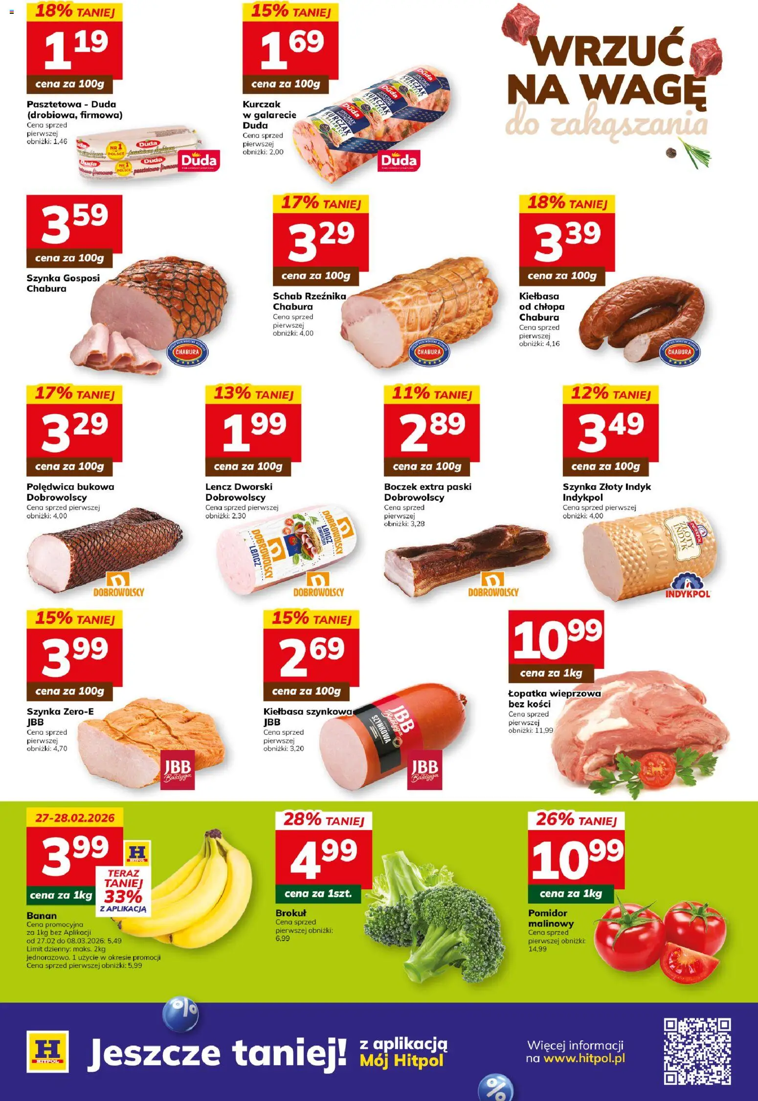 Hitpol Gazetka od 27.02.2026 | Strona: 7 | Produkty: Kiełbasa, Schab, Szynka, Łopatka wieprzowa